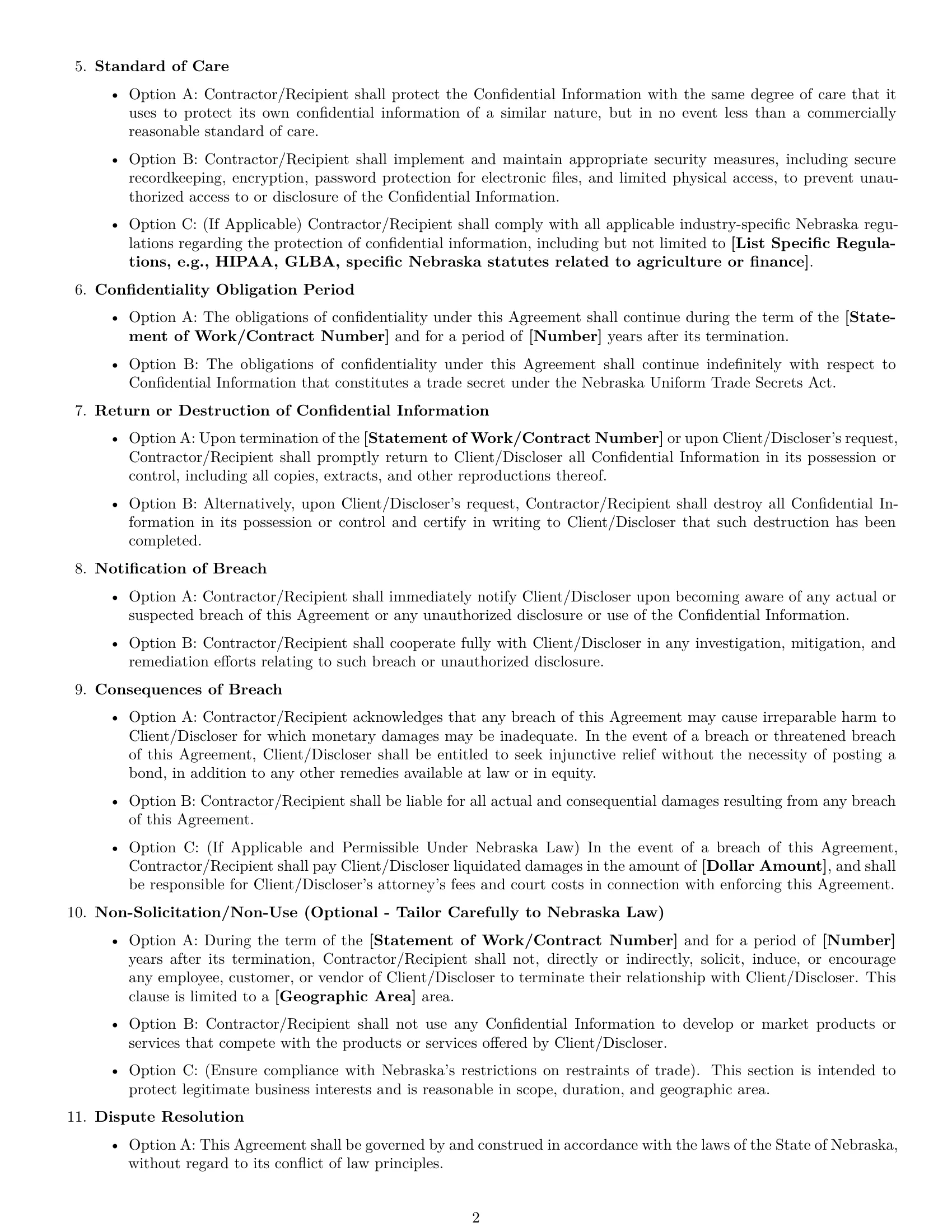 Preview page 2 of Free Nebraska independent contractor nda template