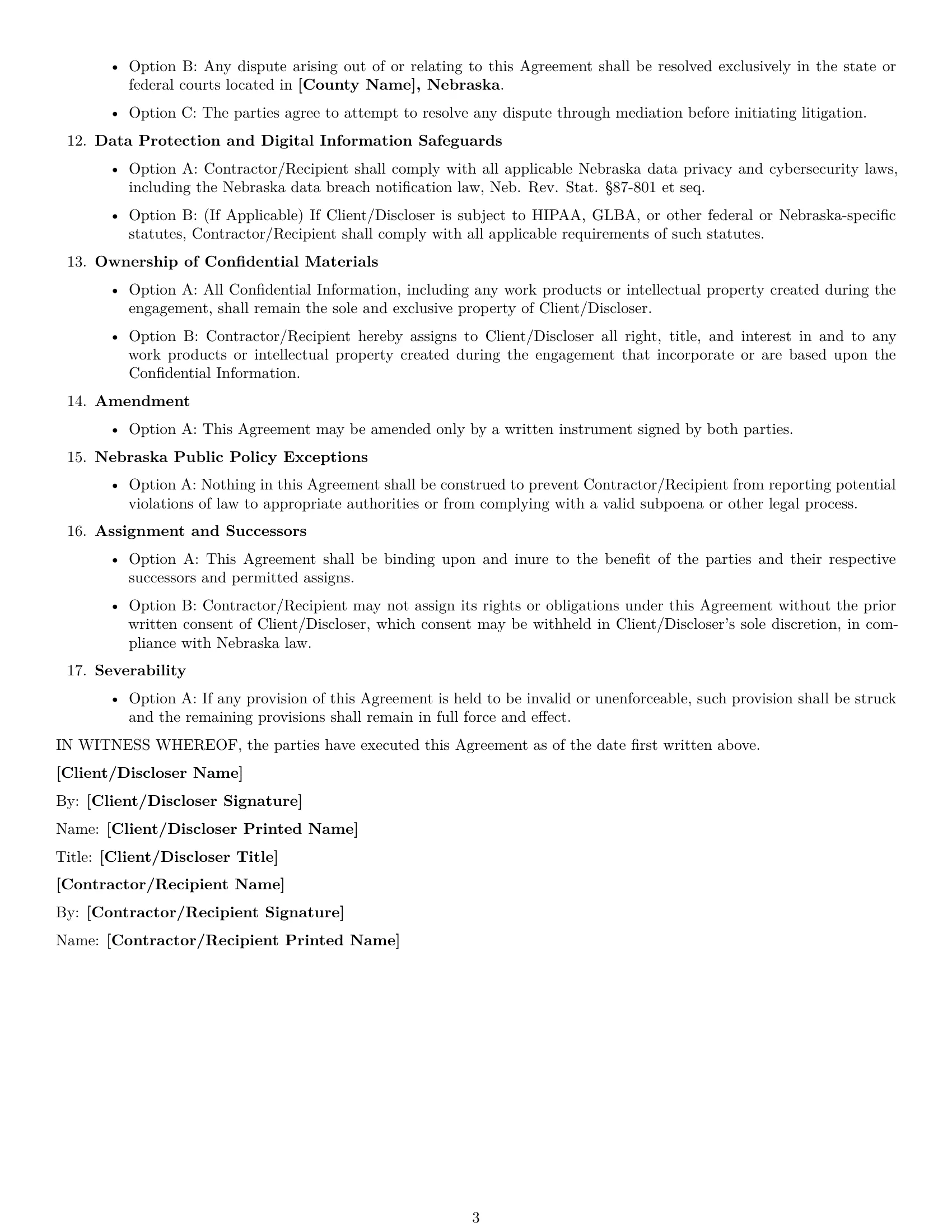 Preview page 3 of Free Nebraska independent contractor nda template