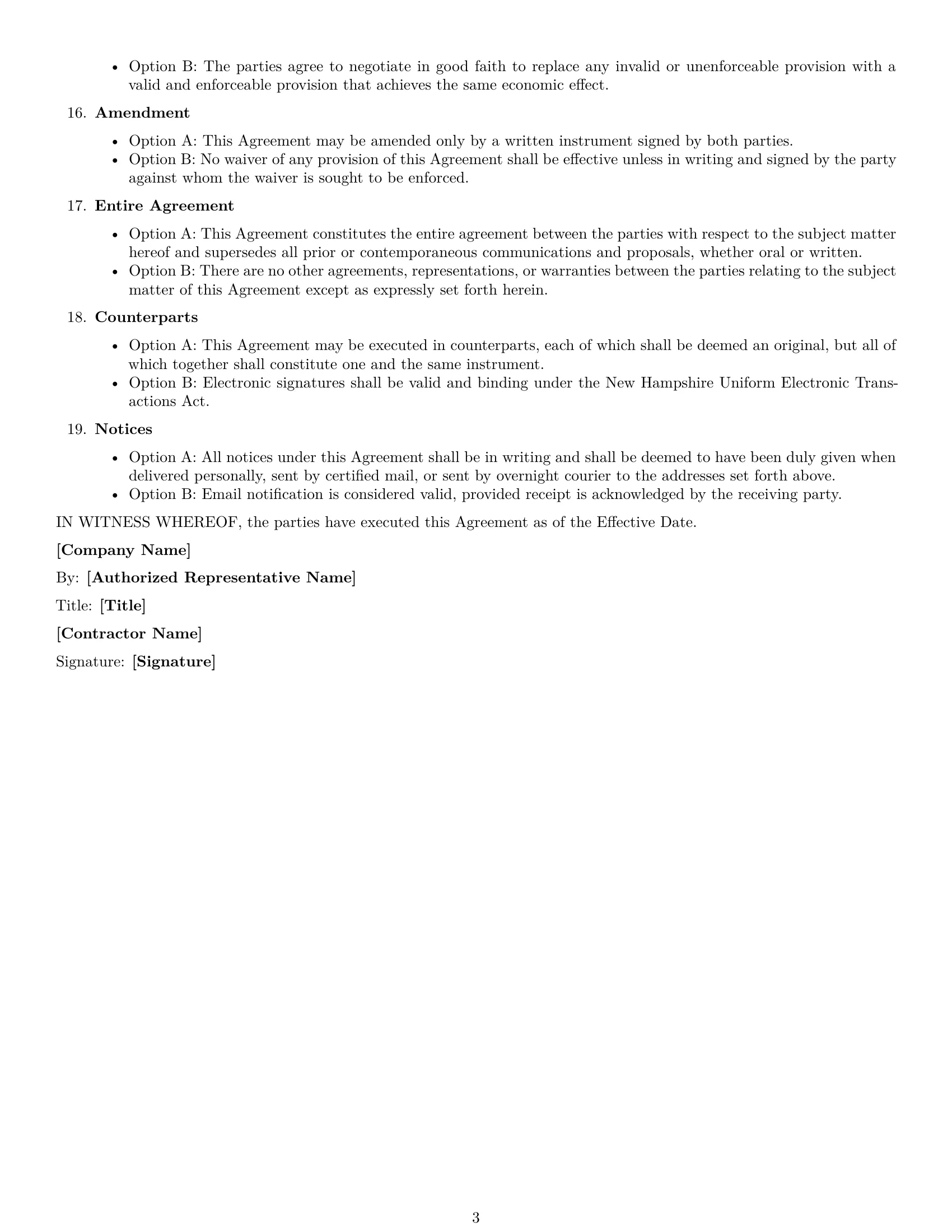 Preview page 3 of Free New Hampshire independent contractor nda template