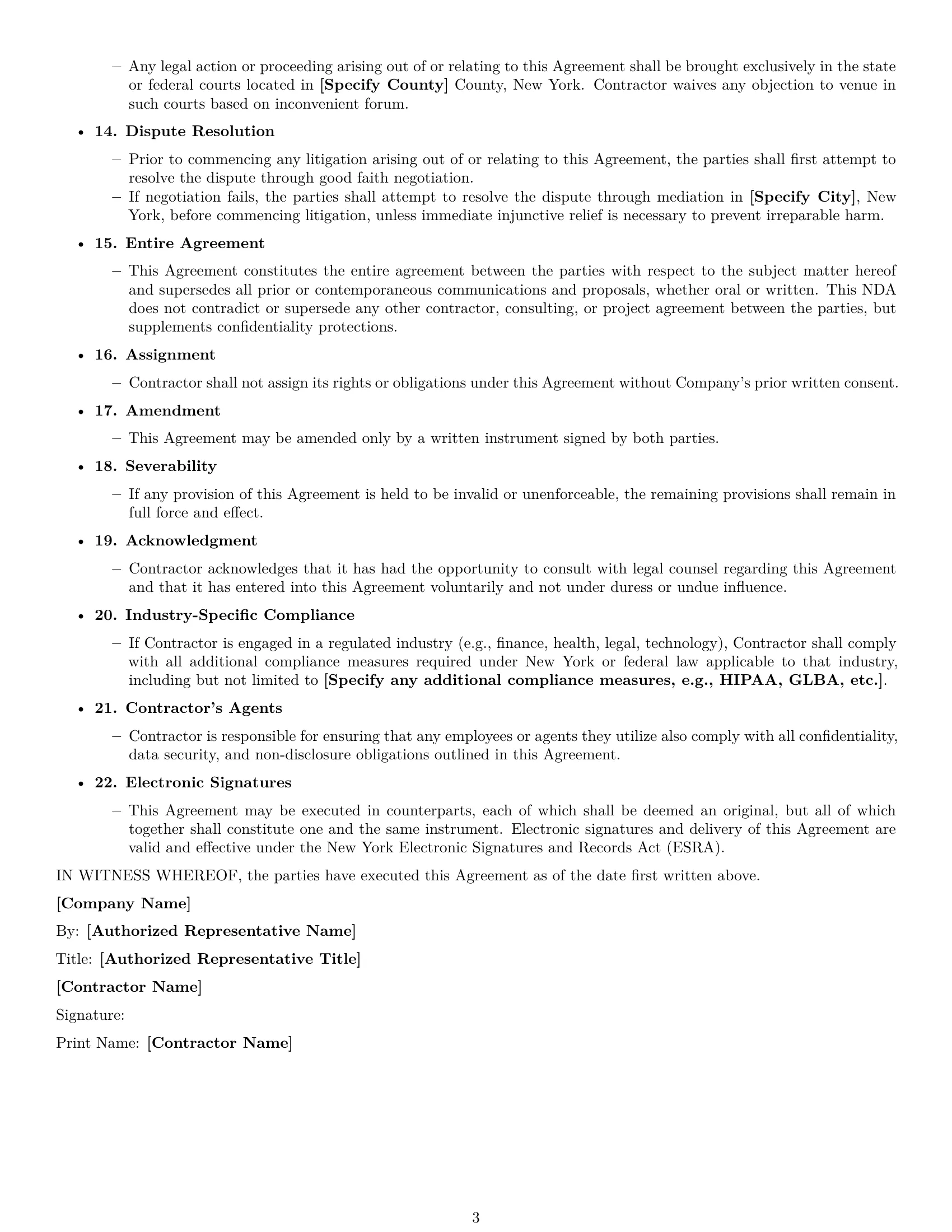Preview page 3 of Free New York independent contractor nda template
