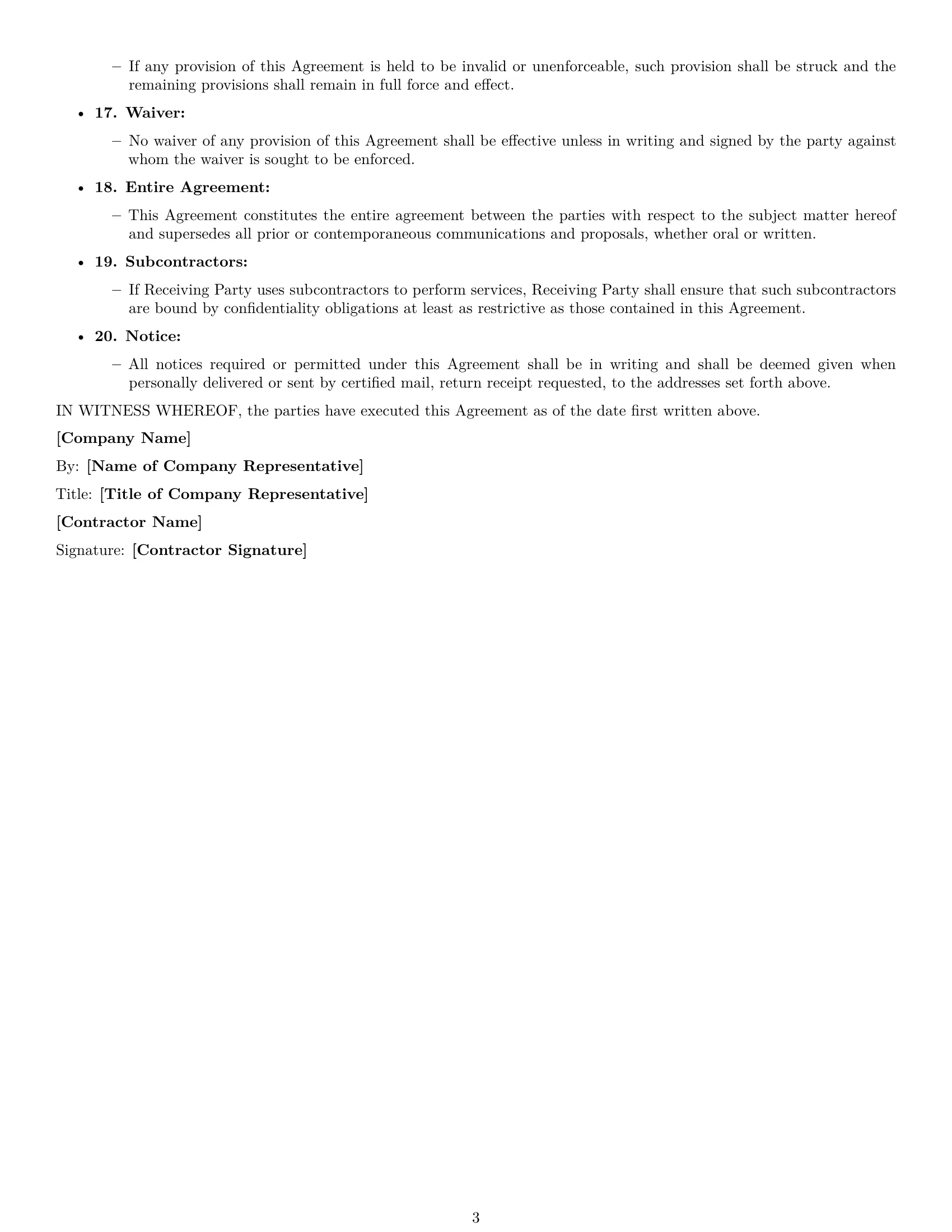 Preview page 3 of Free Oklahoma independent contractor nda template