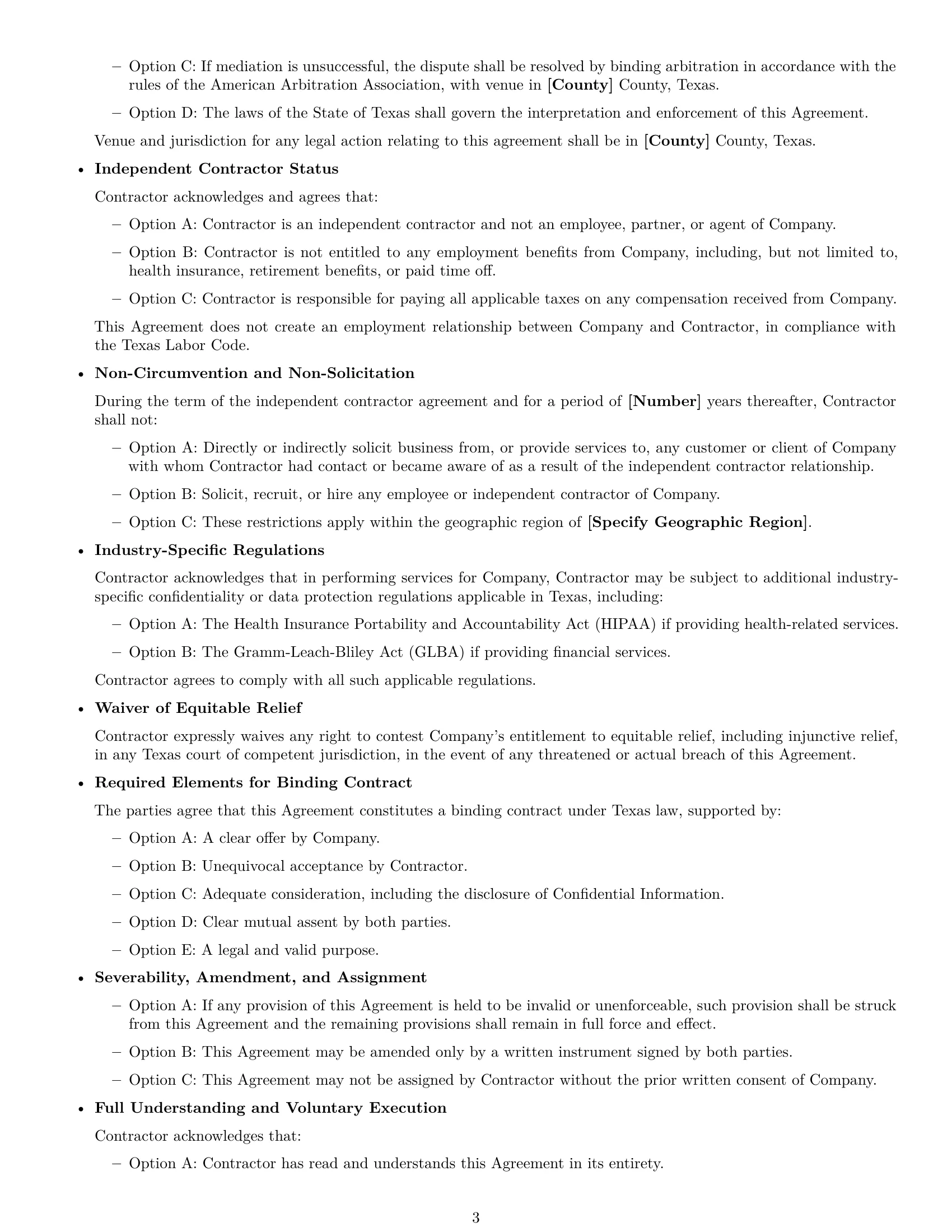 Preview page 3 of Free Texas independent contractor nda template