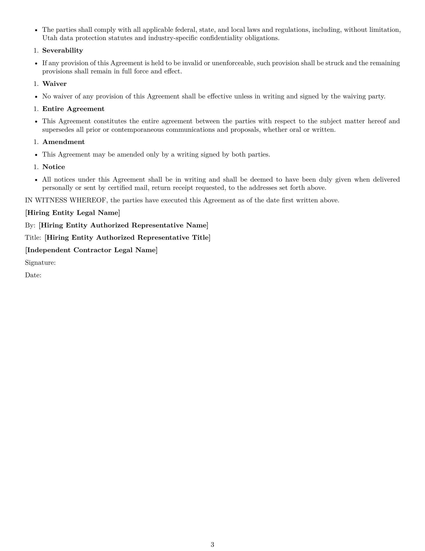 Preview page 3 of Free Utah independent contractor nda template