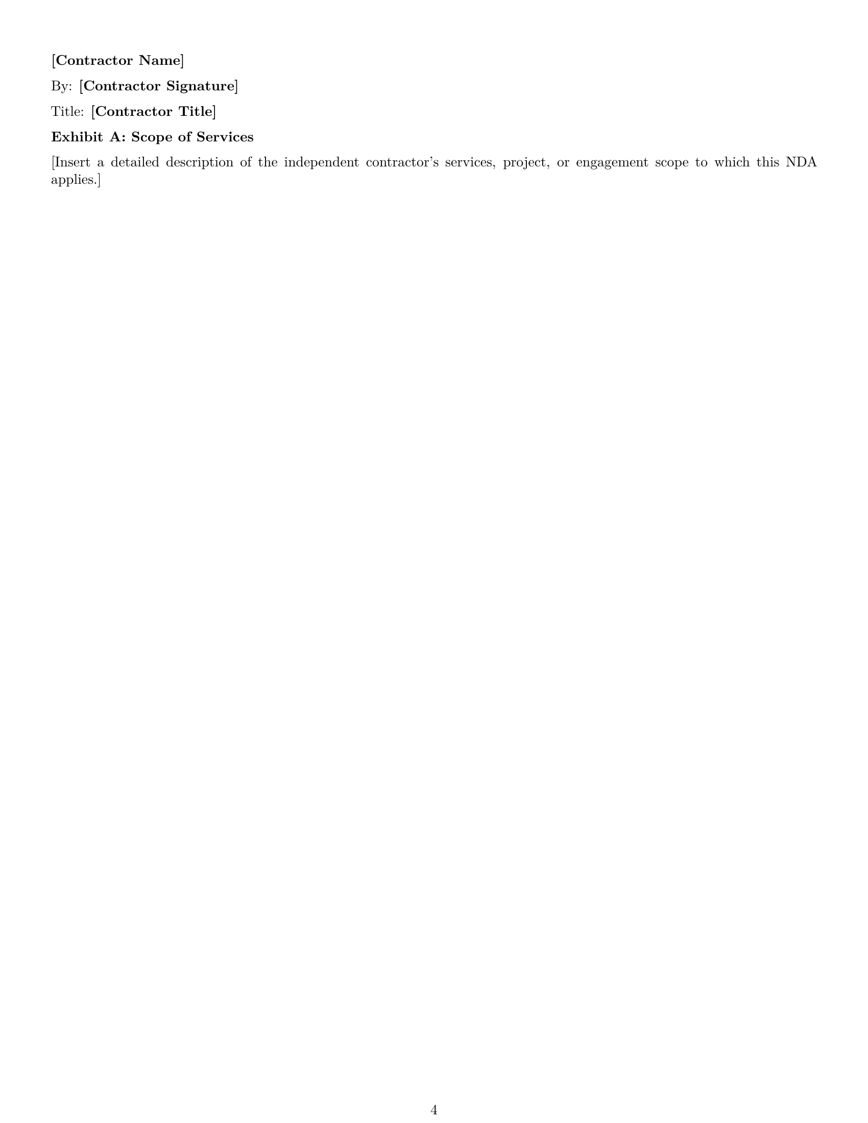 Preview page 4 of Free Wisconsin independent contractor nda template