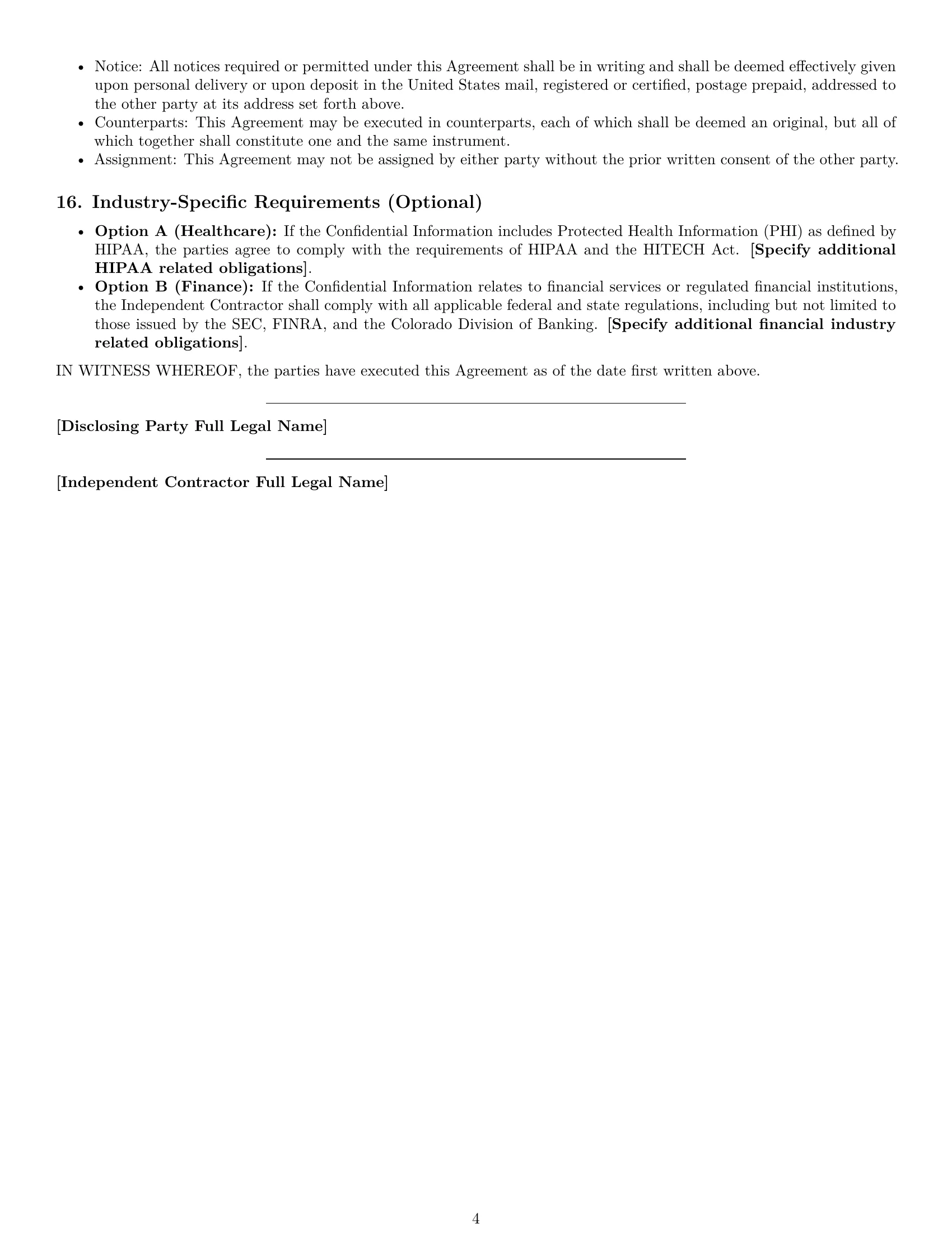 Preview page 4 of Free Colorado independent contractor nda template