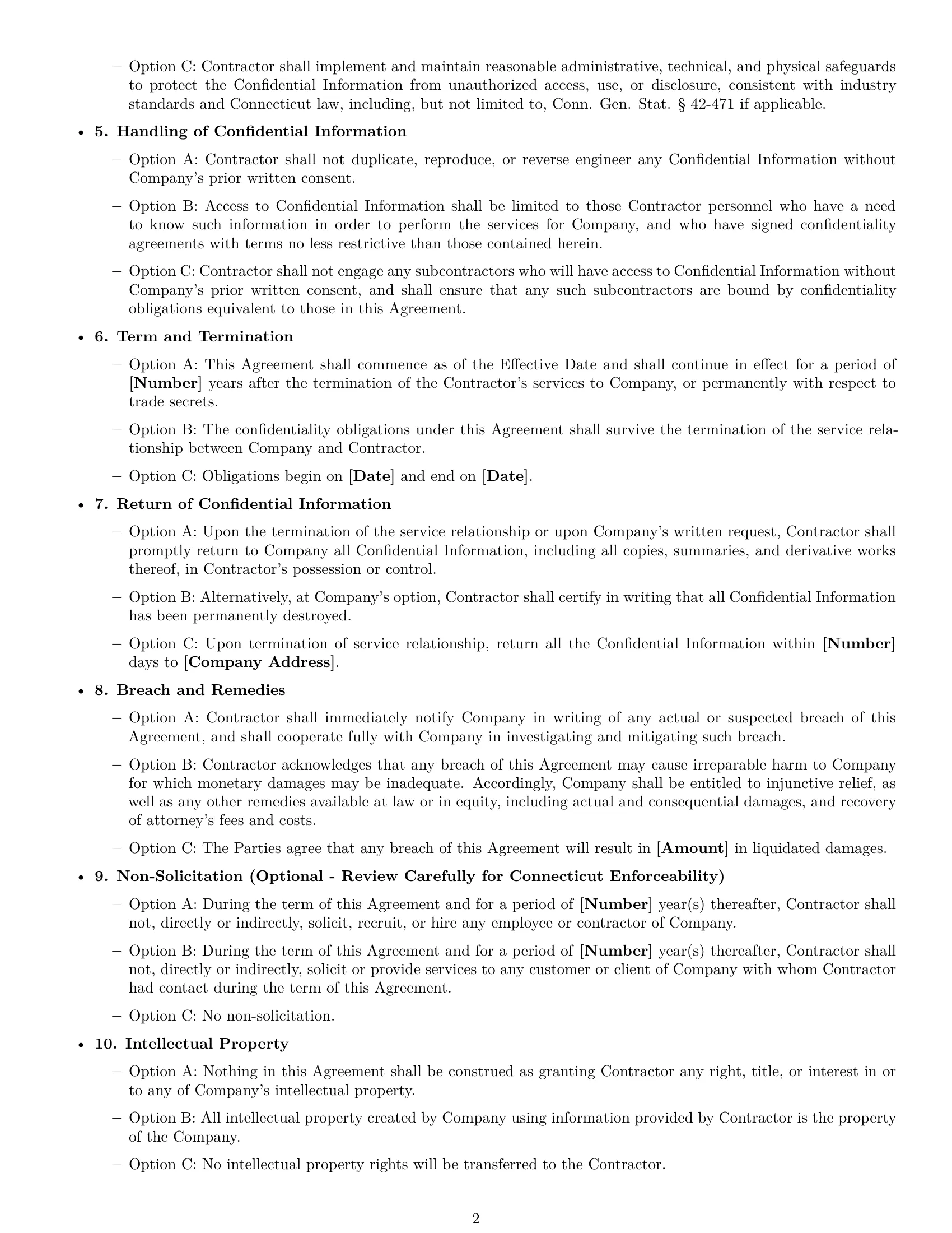 Preview page 2 of Free Connecticut independent contractor nda template