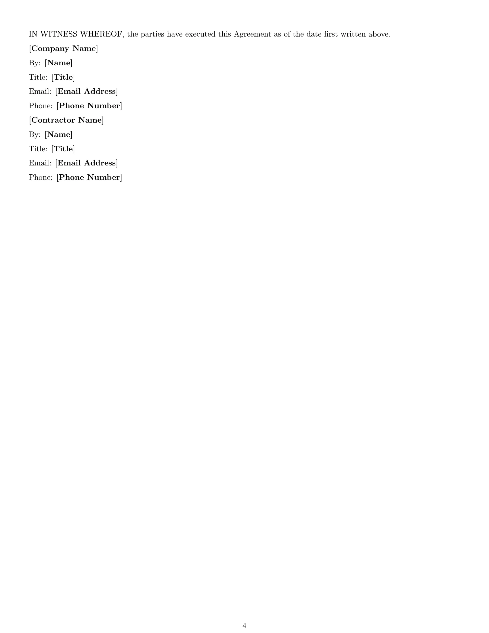 Preview page 4 of Free Connecticut independent contractor nda template
