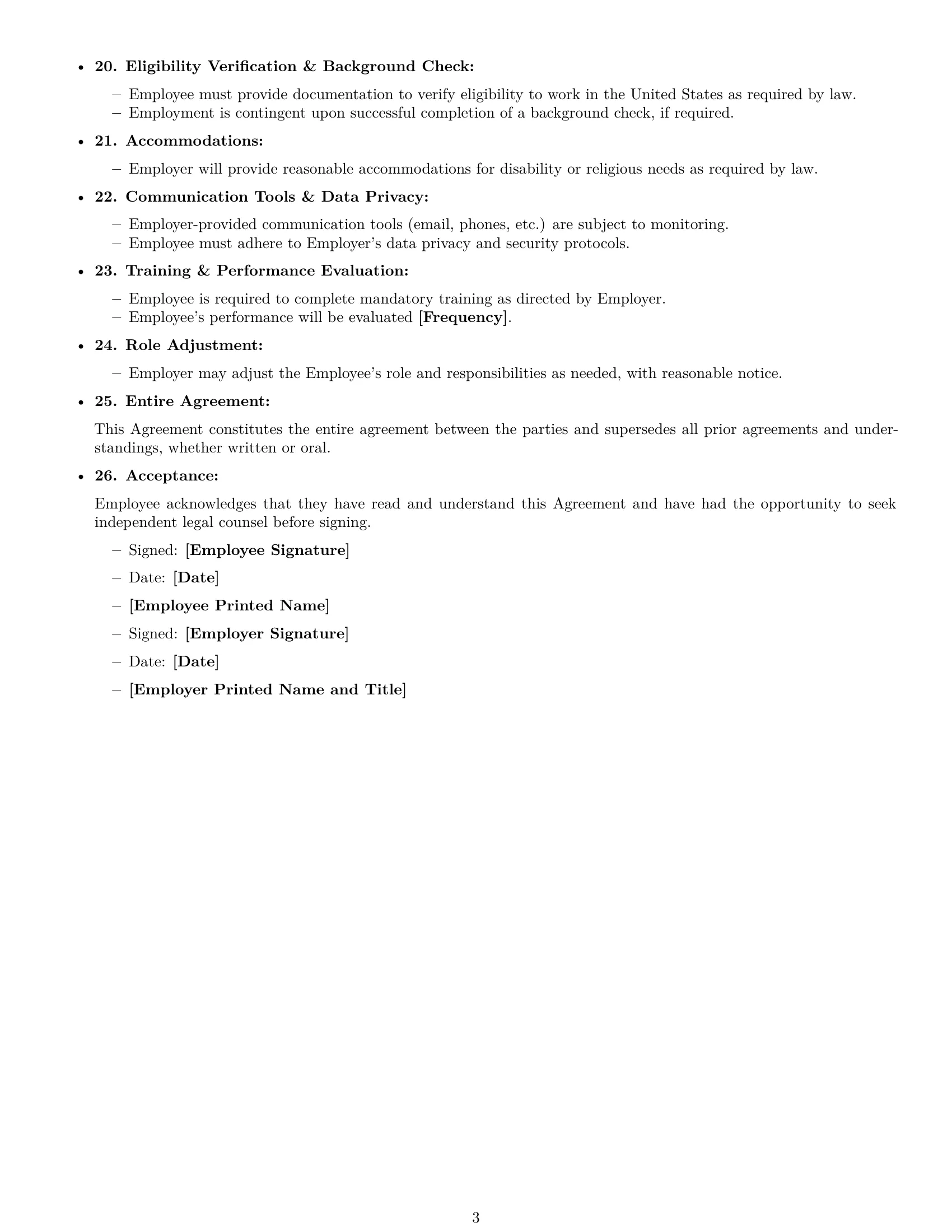 Preview page 3 of Free Iowa executive assistant employment contract template