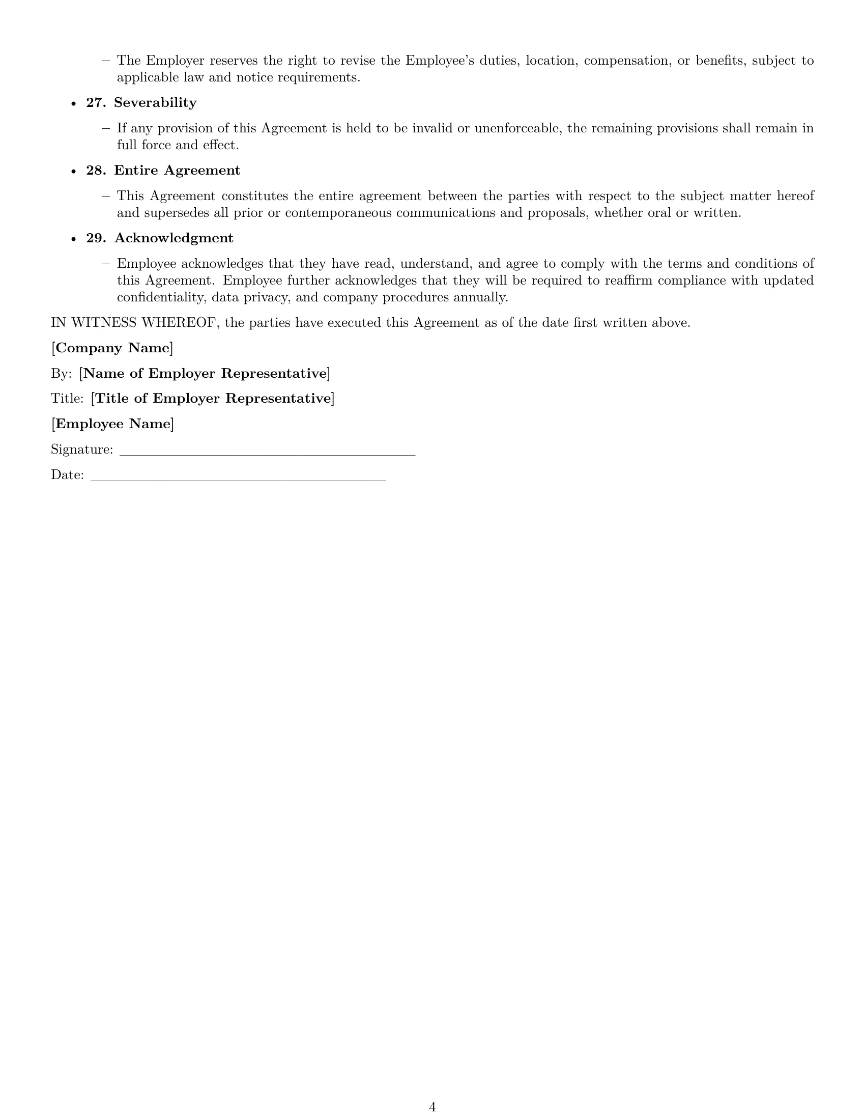 Preview page 4 of Free Michigan executive assistant employment contract template