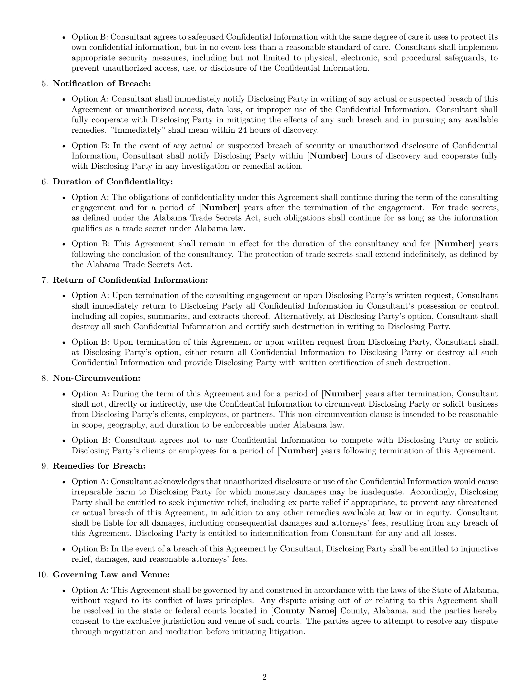Preview page 2 of Free Alabama consultant nda template