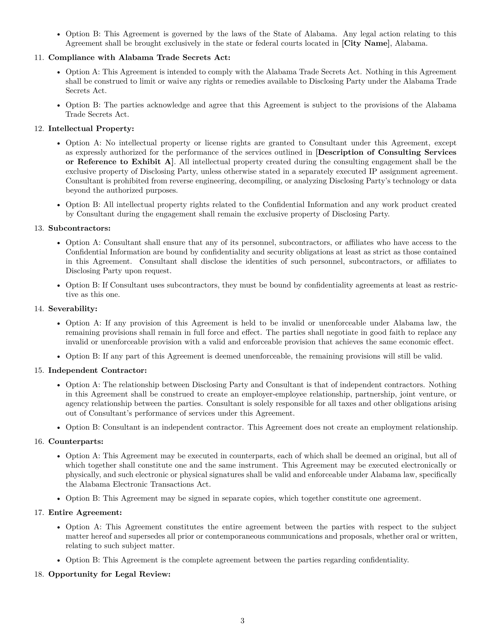 Preview page 3 of Free Alabama consultant nda template