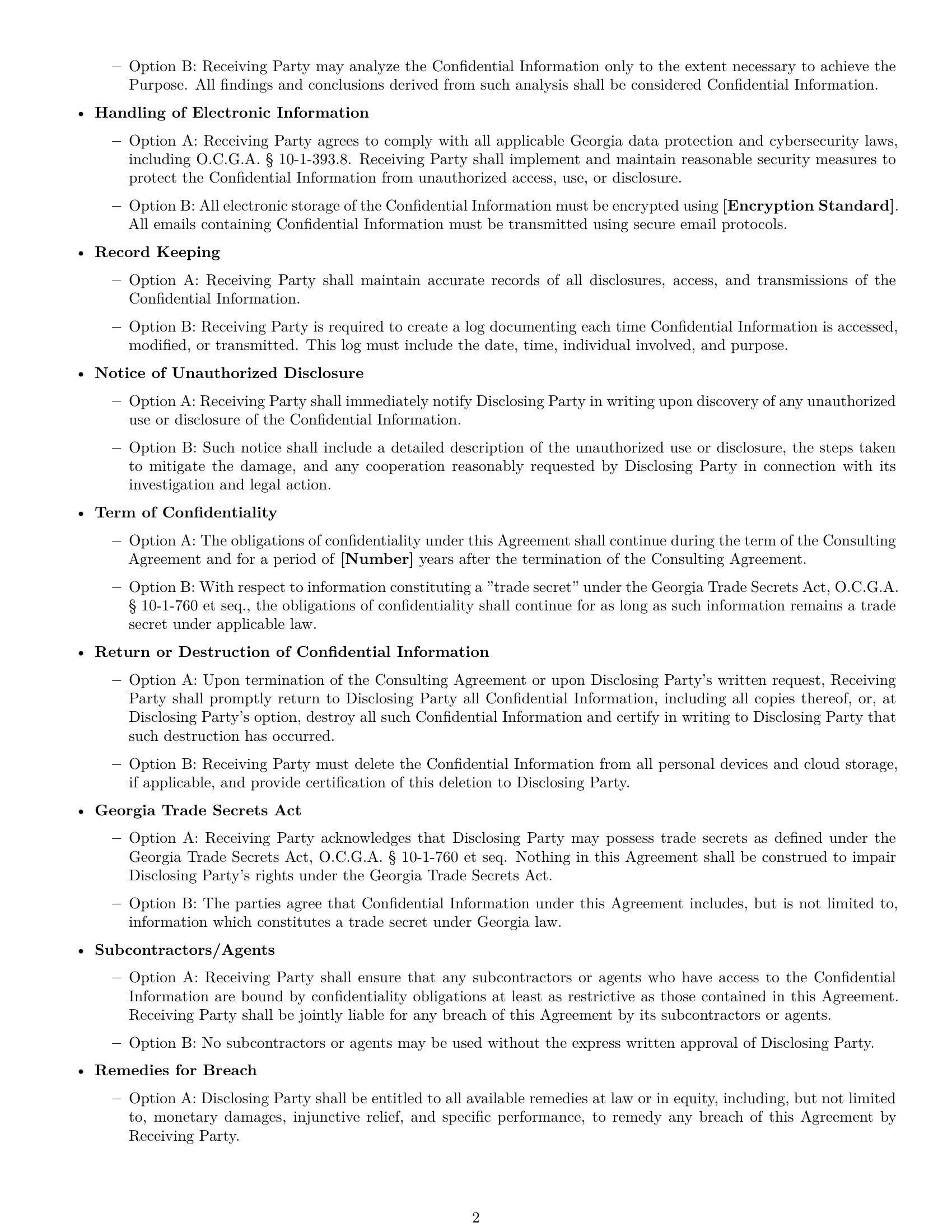 Preview page 2 of Free Georgia consultant nda template