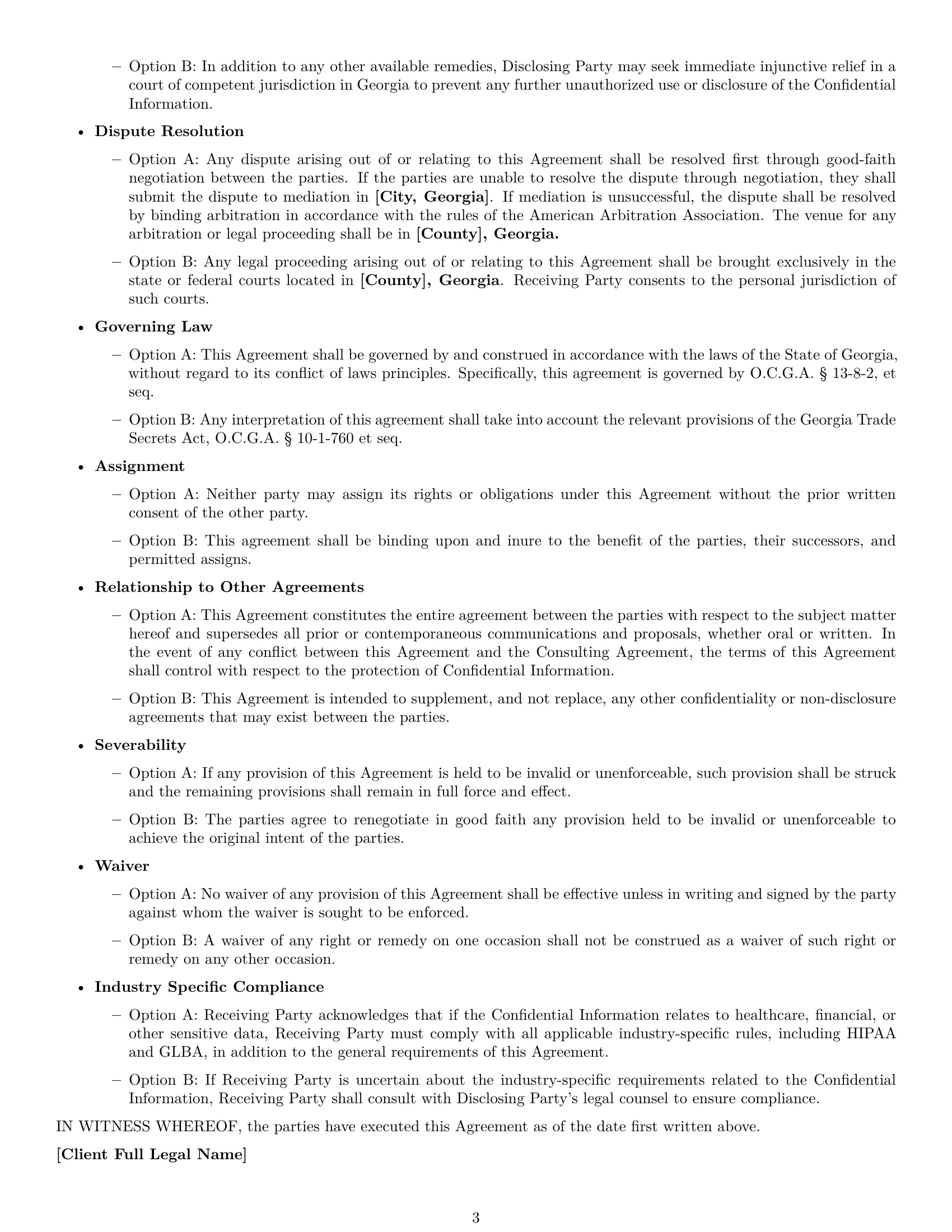 Preview page 3 of Free Georgia consultant nda template
