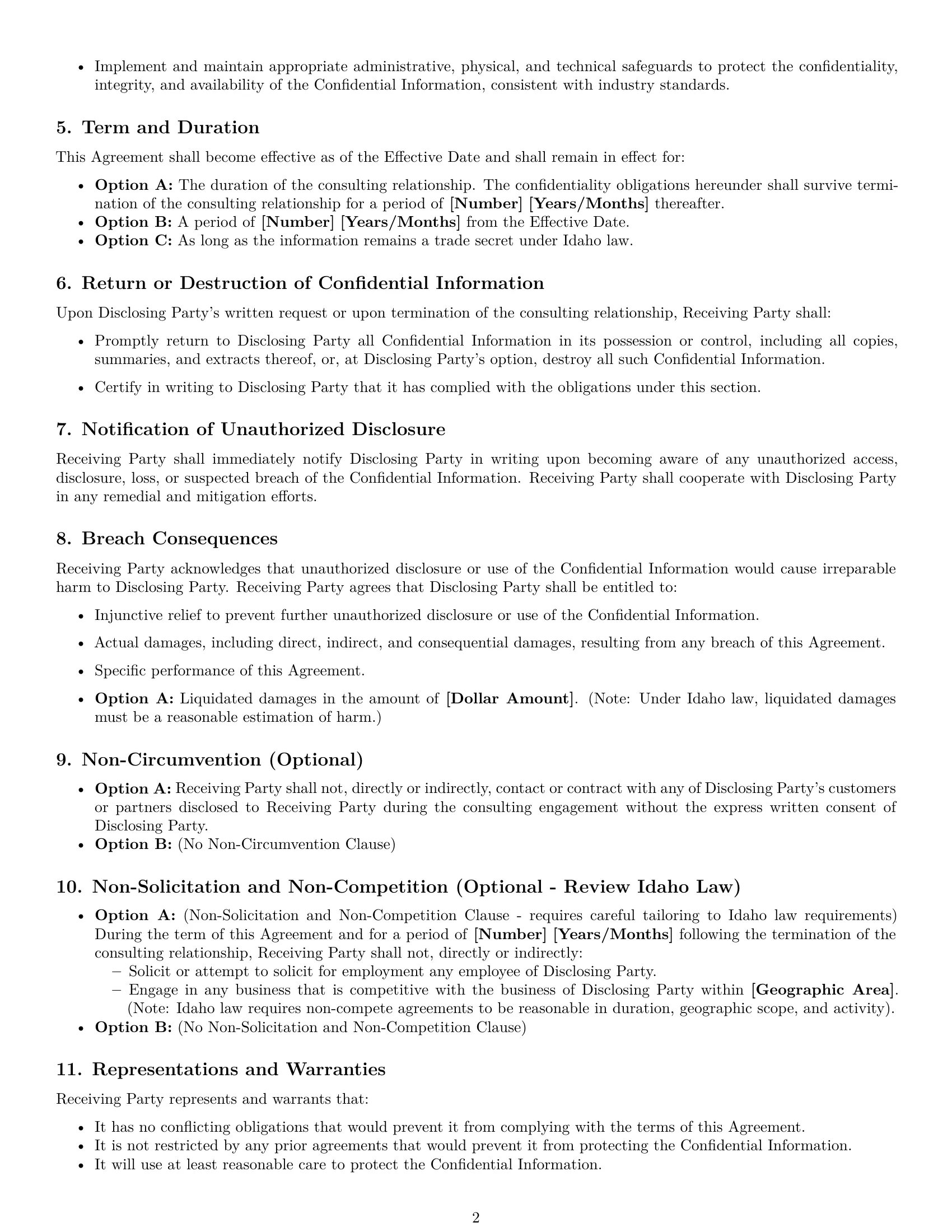 Preview page 2 of Free Idaho consultant nda template