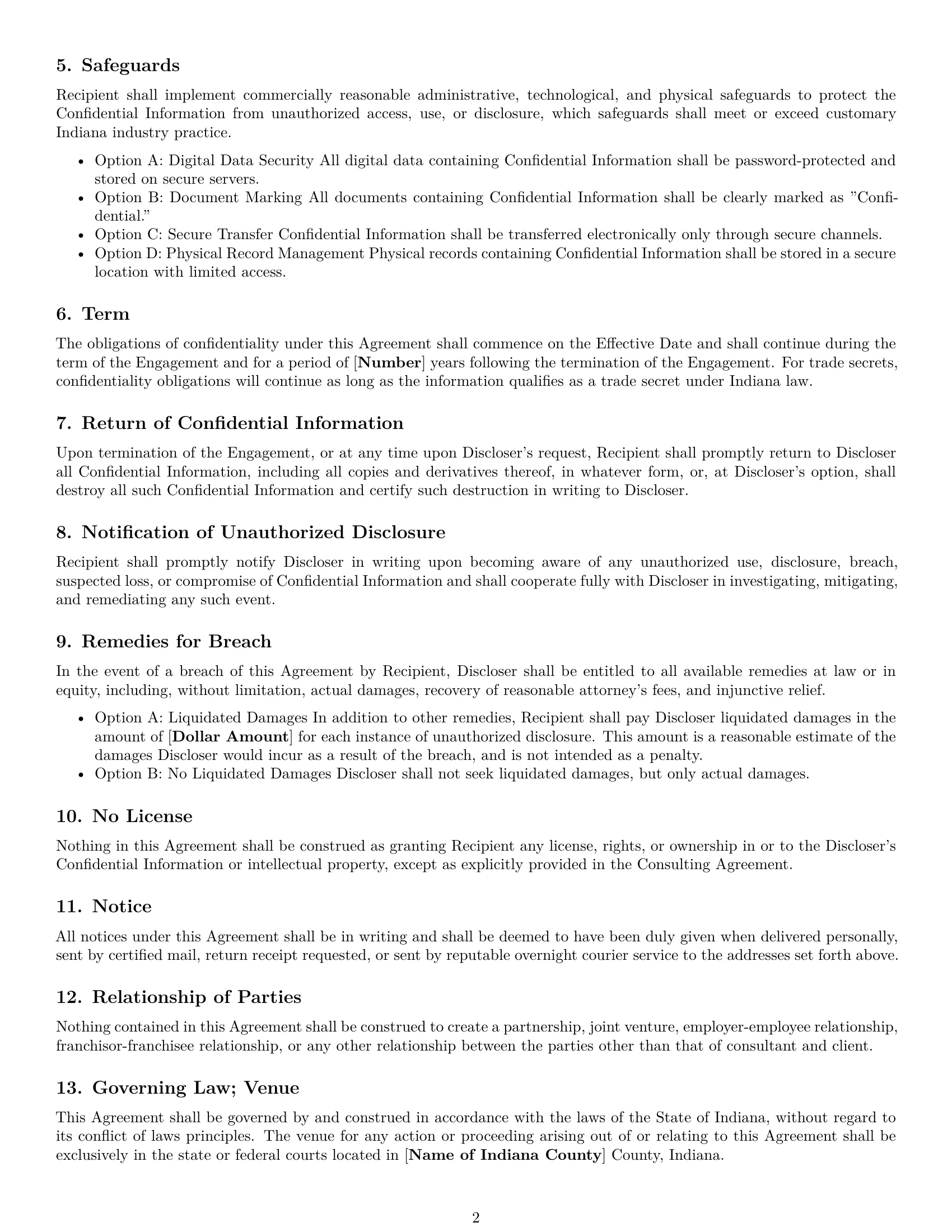 Preview page 2 of Free Indiana consultant nda template