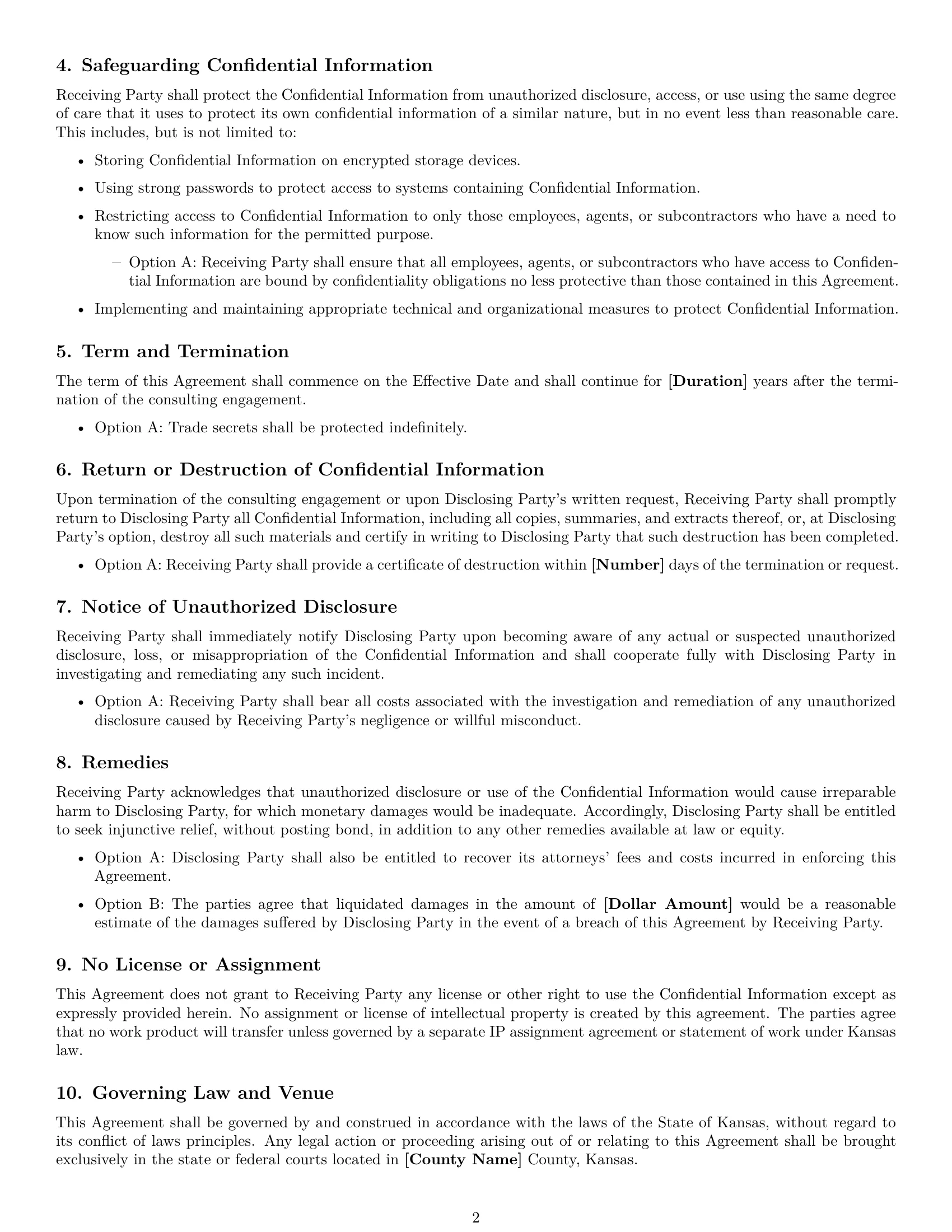 Preview page 2 of Free Kansas consultant nda template