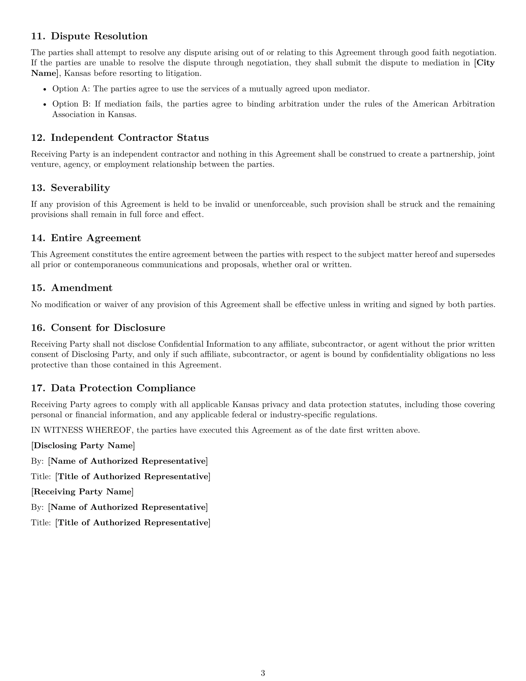 Preview page 3 of Free Kansas consultant nda template