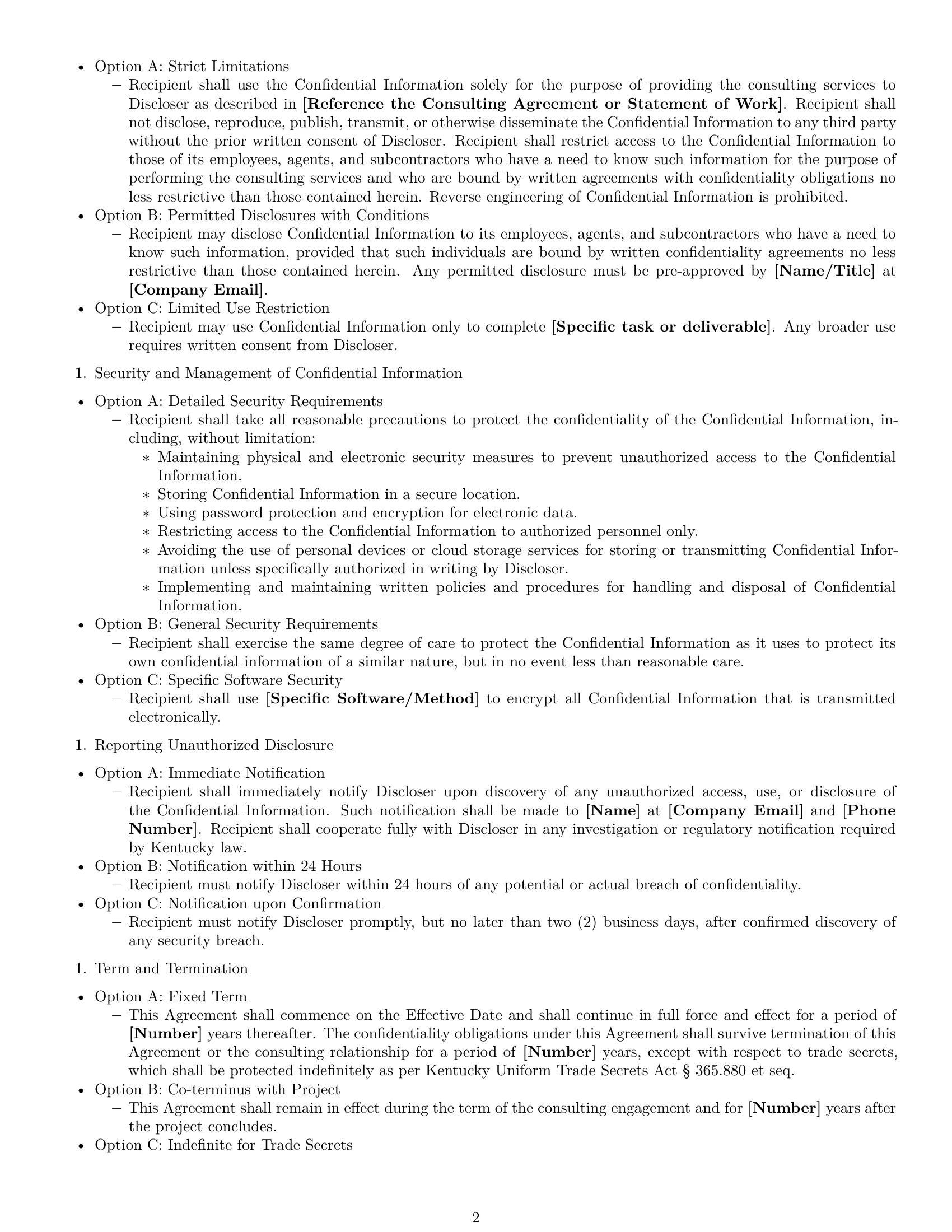 Preview page 2 of Free Kentucky consultant nda template