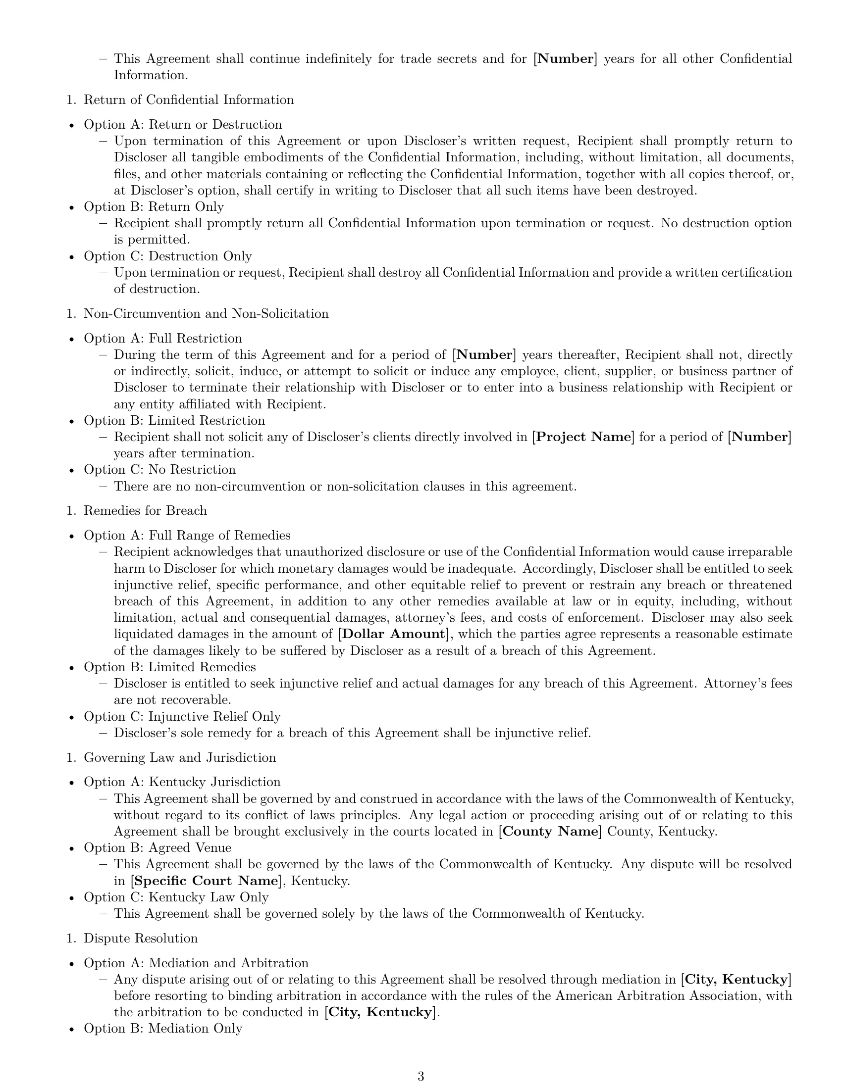 Preview page 3 of Free Kentucky consultant nda template