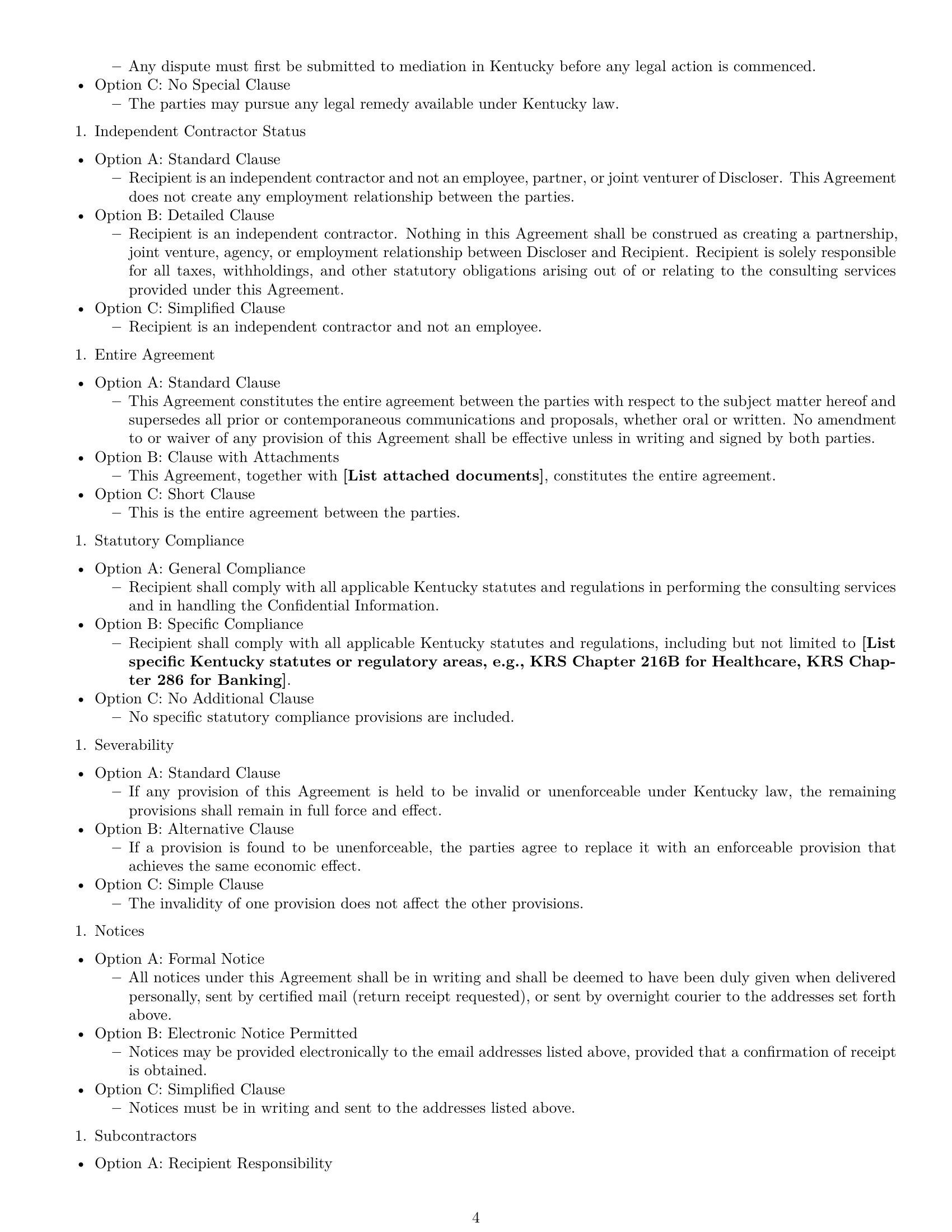 Preview page 4 of Free Kentucky consultant nda template
