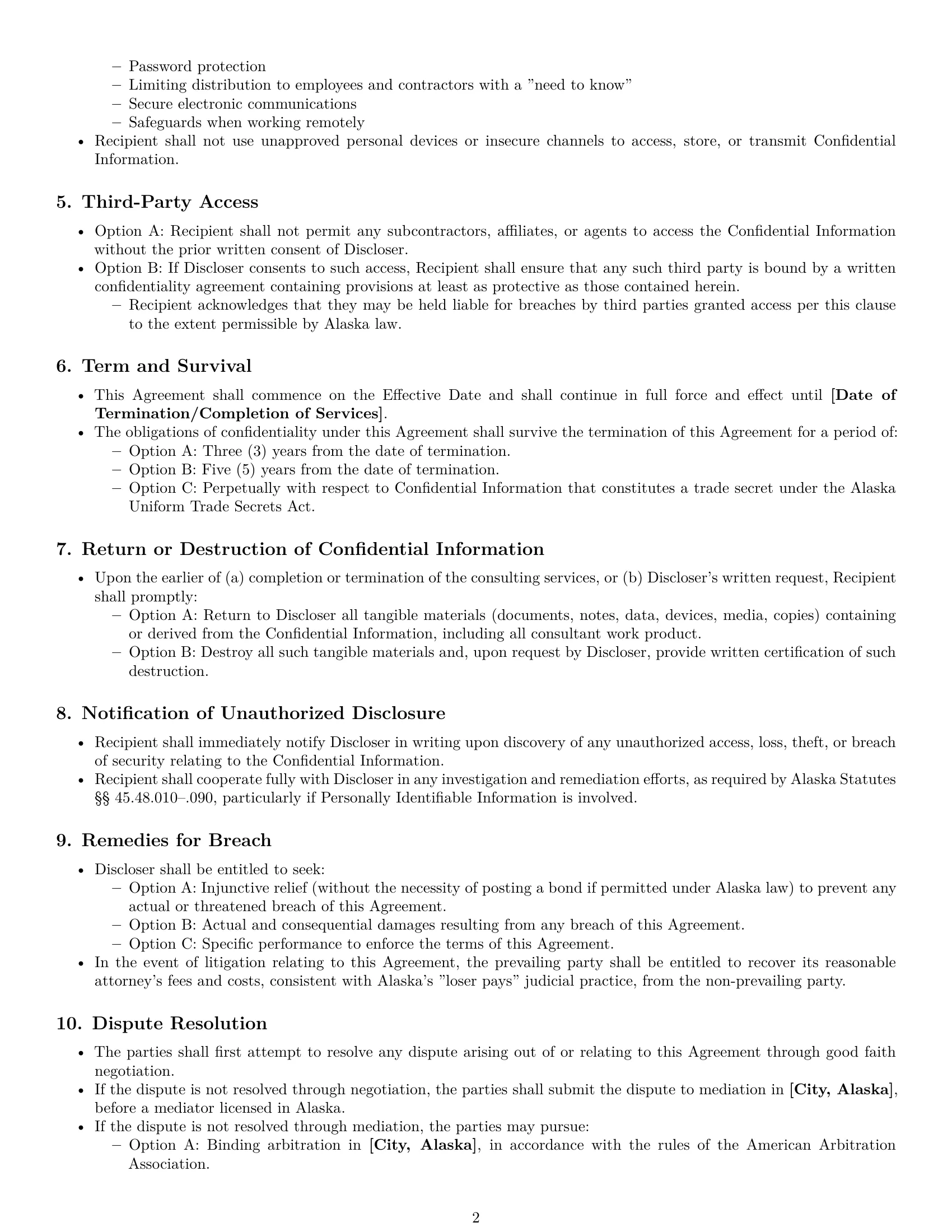 Preview page 2 of Free Alaska consultant nda template