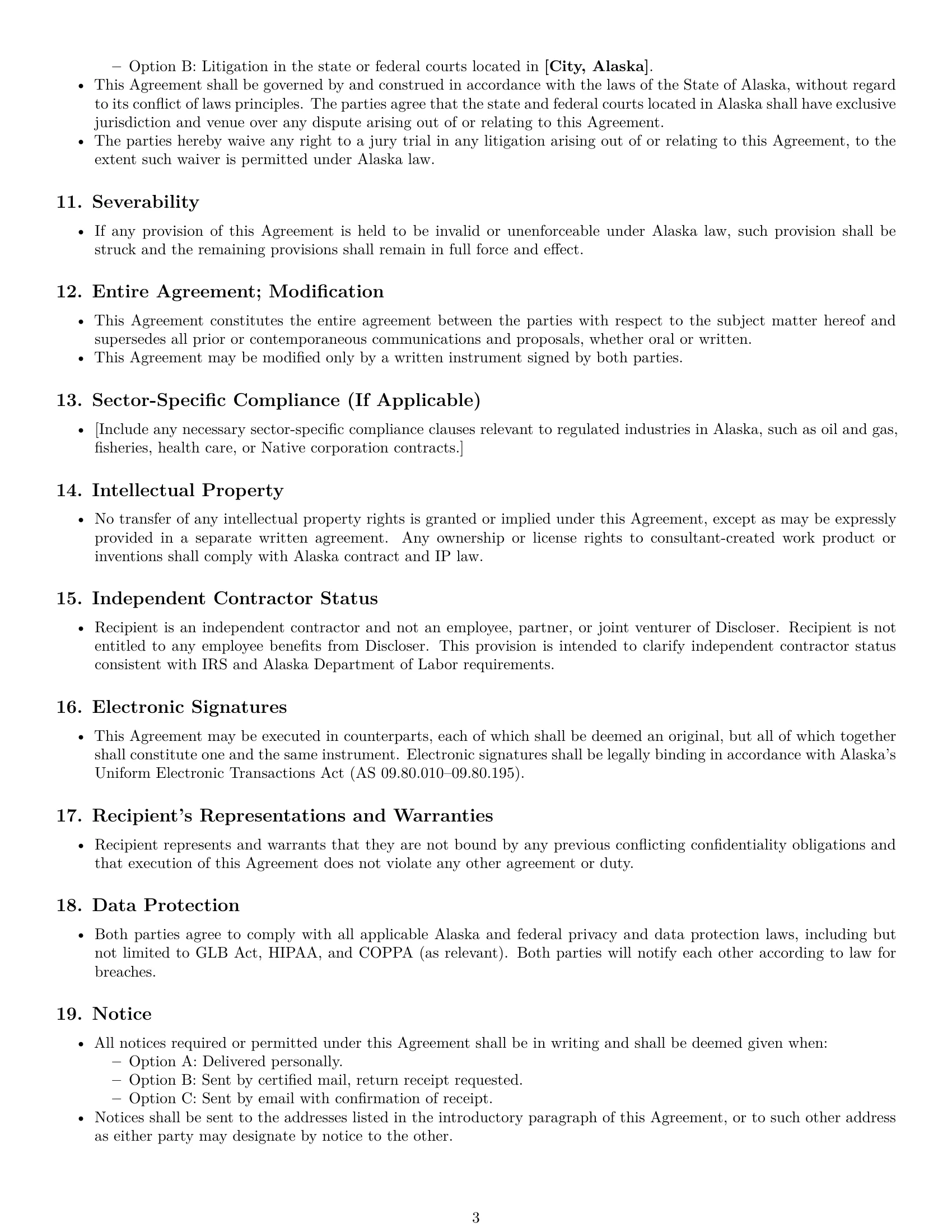 Preview page 3 of Free Alaska consultant nda template