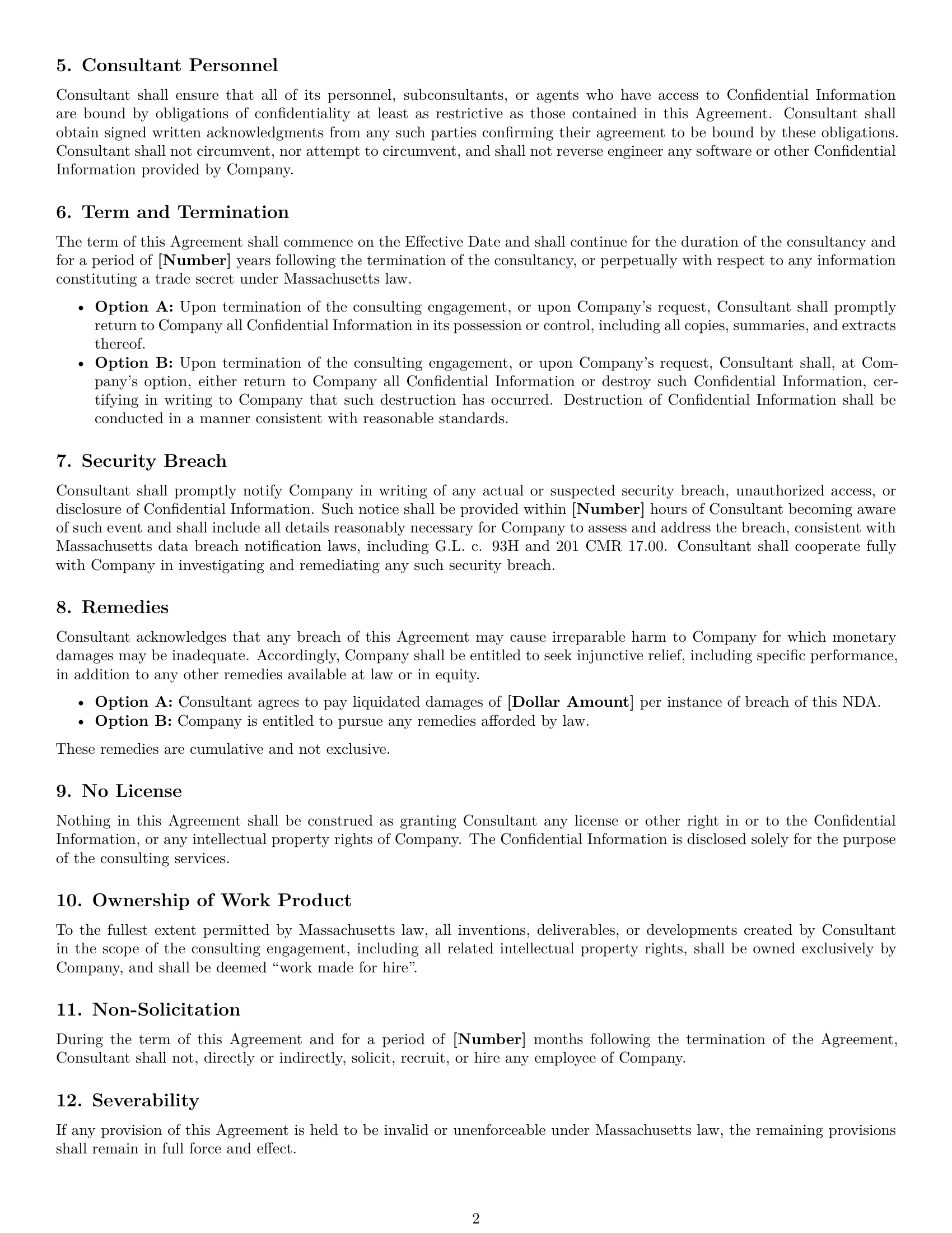 Preview page 2 of Free Massachusetts consultant nda template