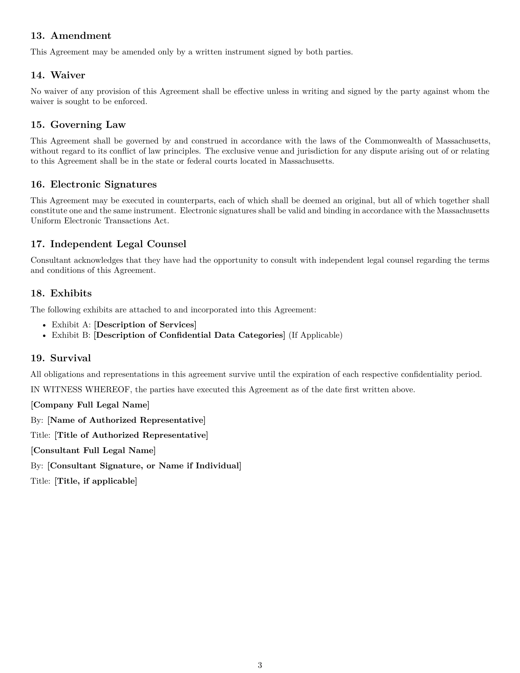 Preview page 3 of Free Massachusetts consultant nda template