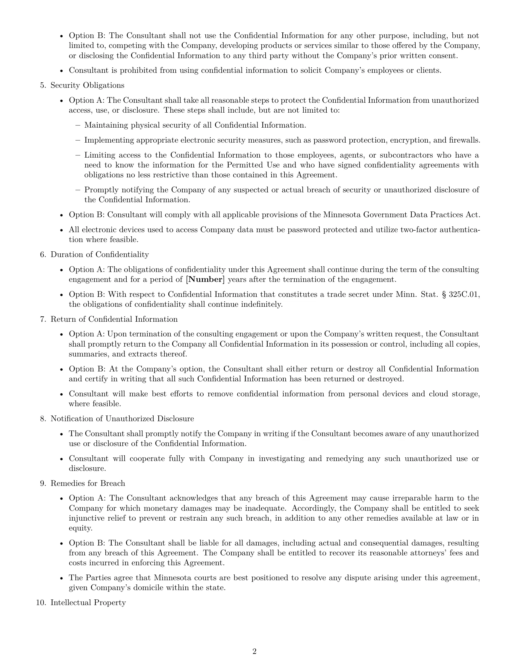 Preview page 2 of Free Minnesota consultant nda template