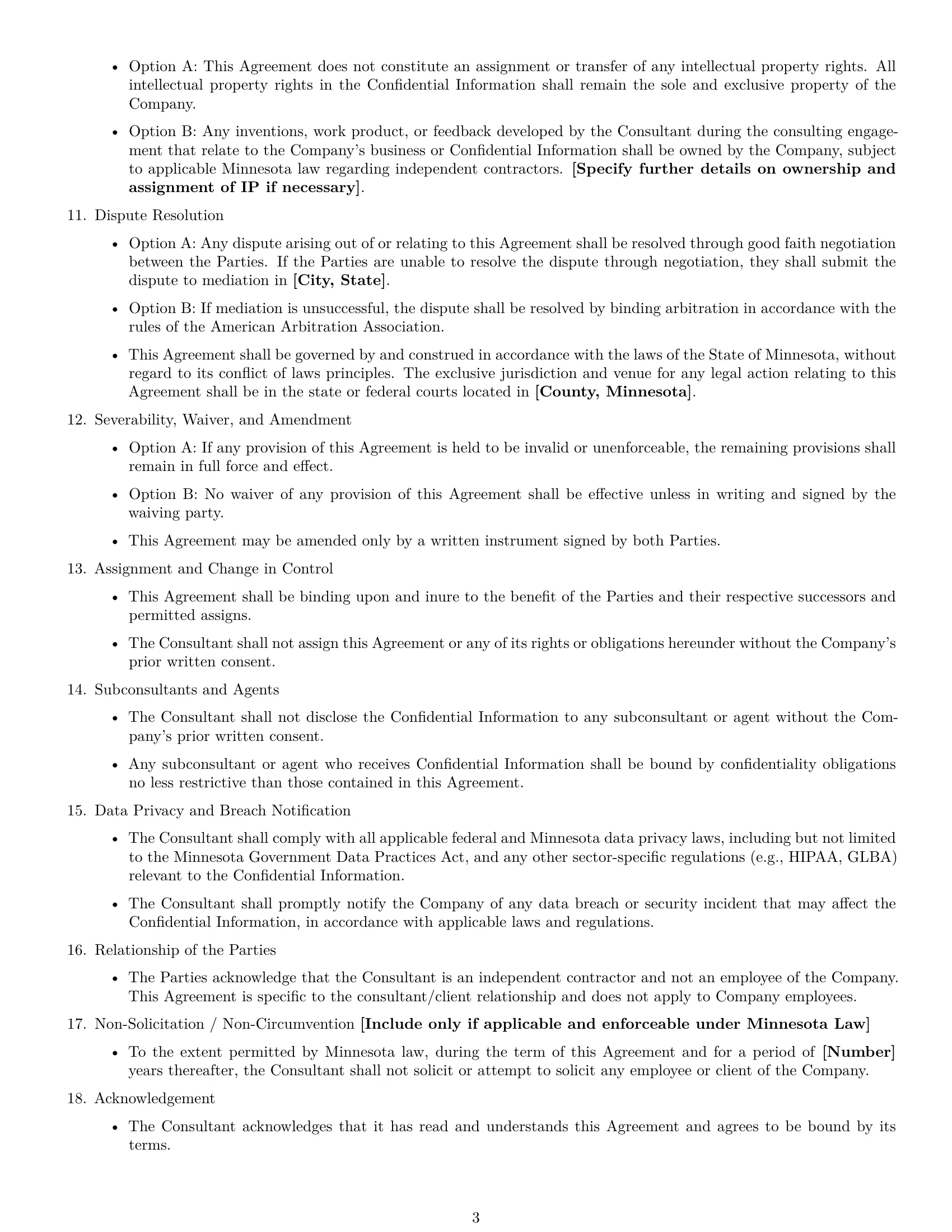 Preview page 3 of Free Minnesota consultant nda template