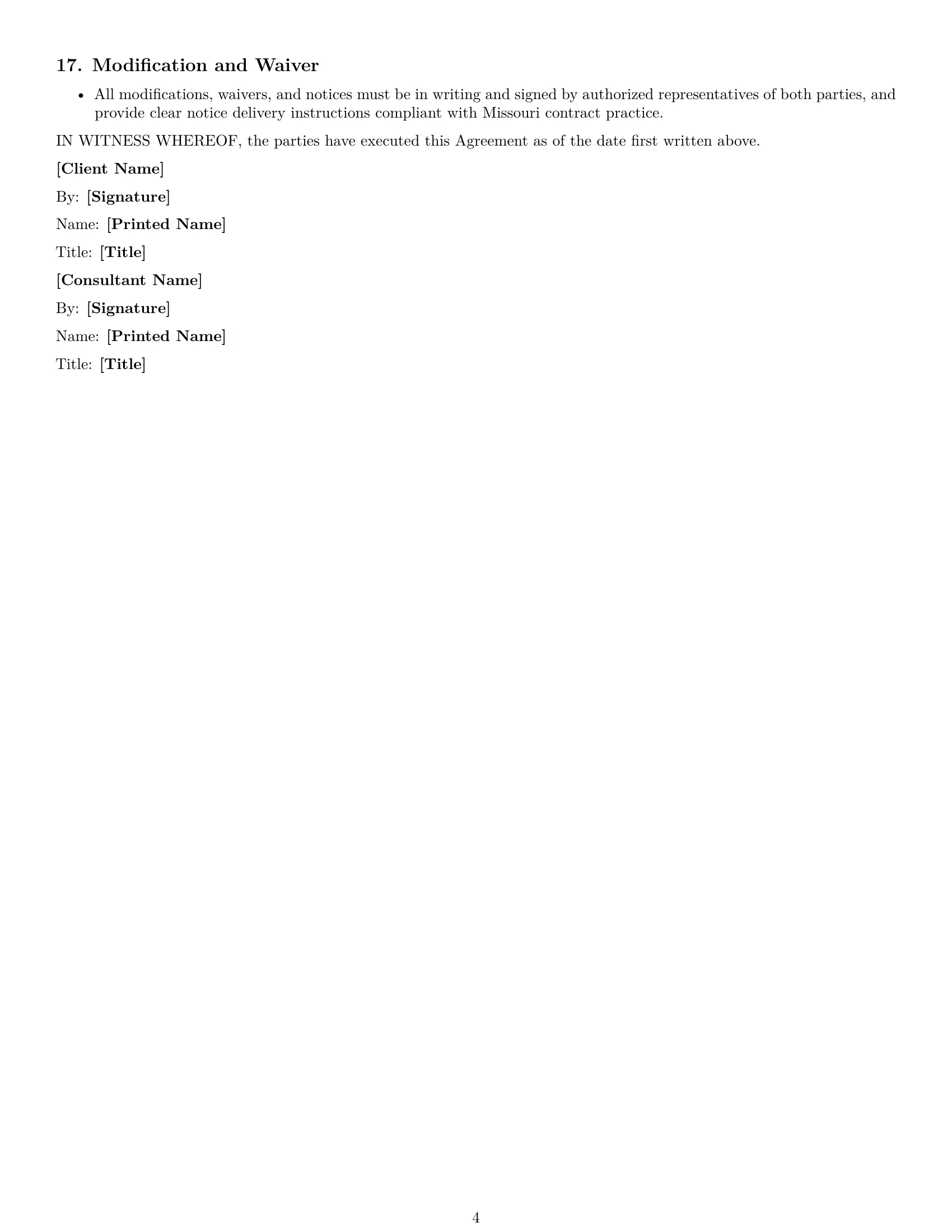 Preview page 4 of Free Missouri consultant nda template