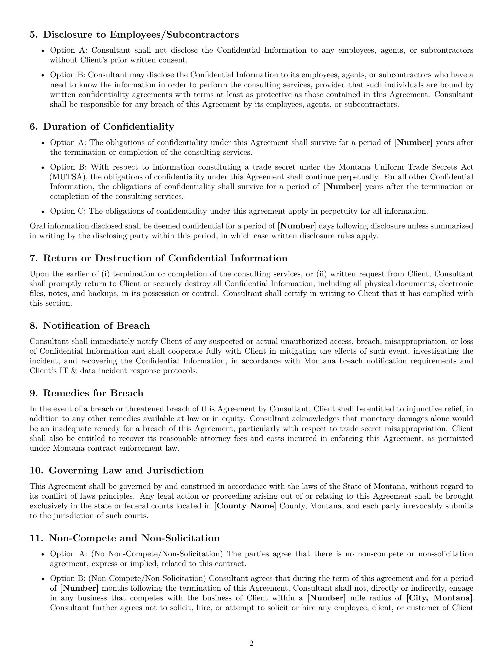 Preview page 2 of Free Montana consultant nda template