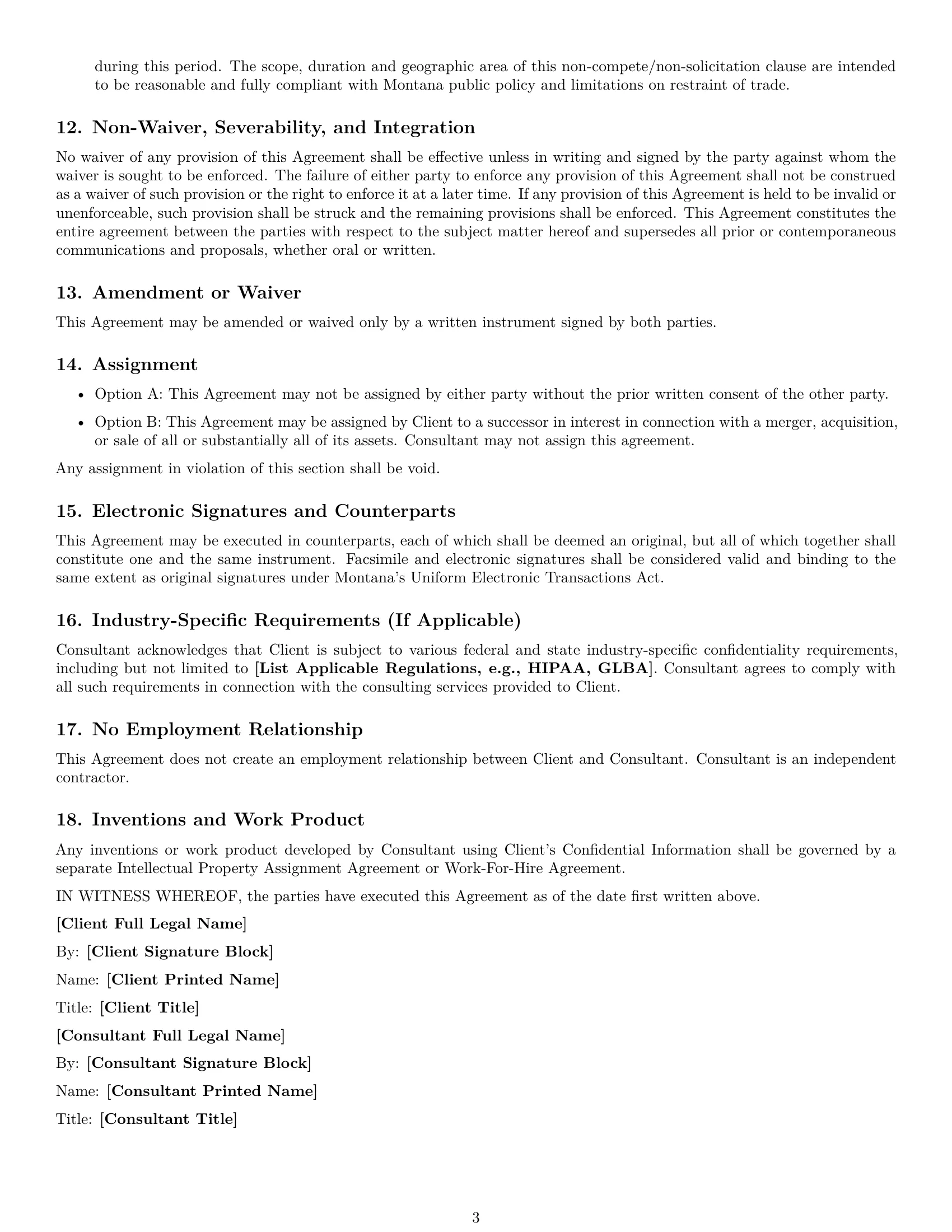 Preview page 3 of Free Montana consultant nda template