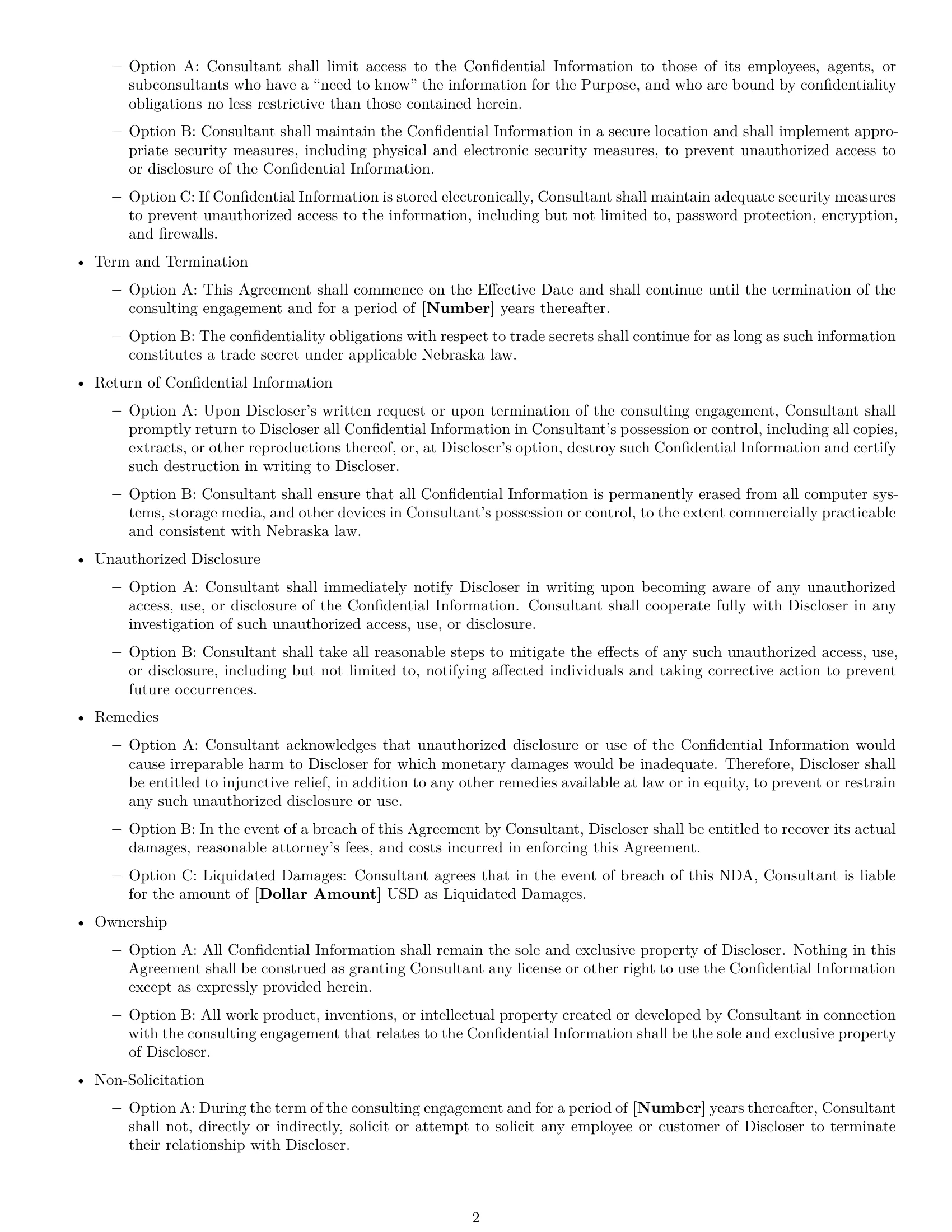 Preview page 2 of Free Nebraska consultant nda template