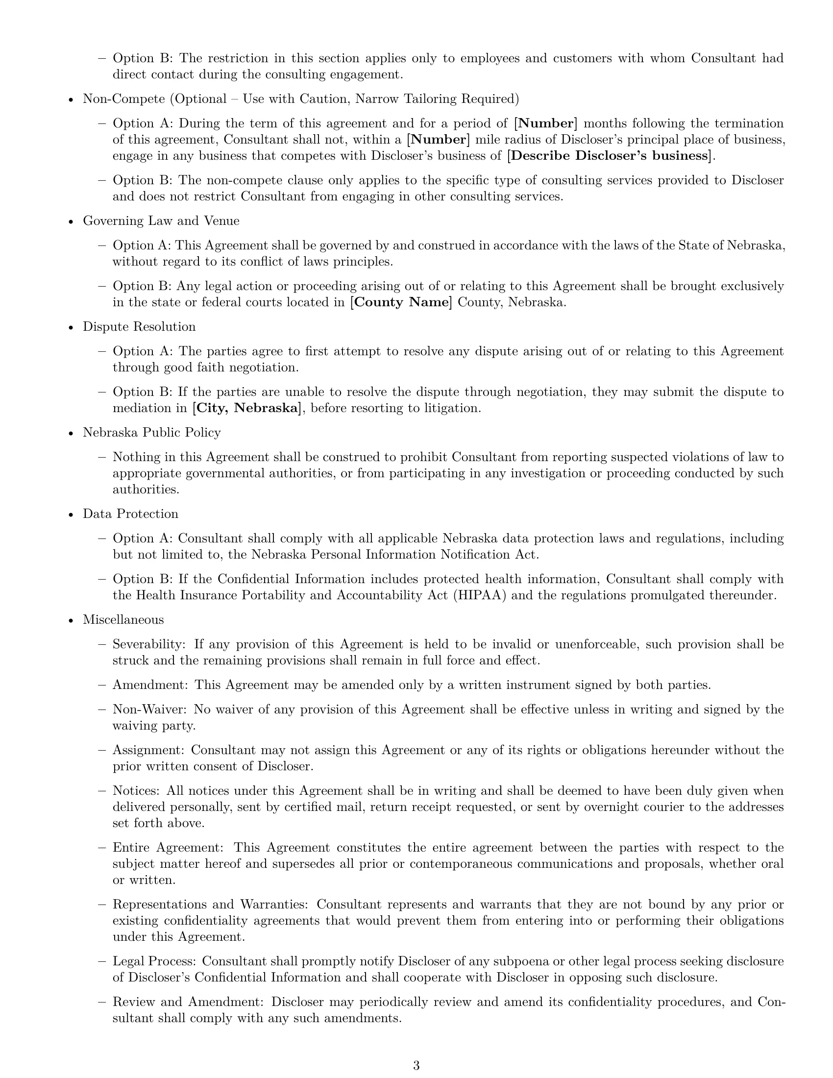Preview page 3 of Free Nebraska consultant nda template