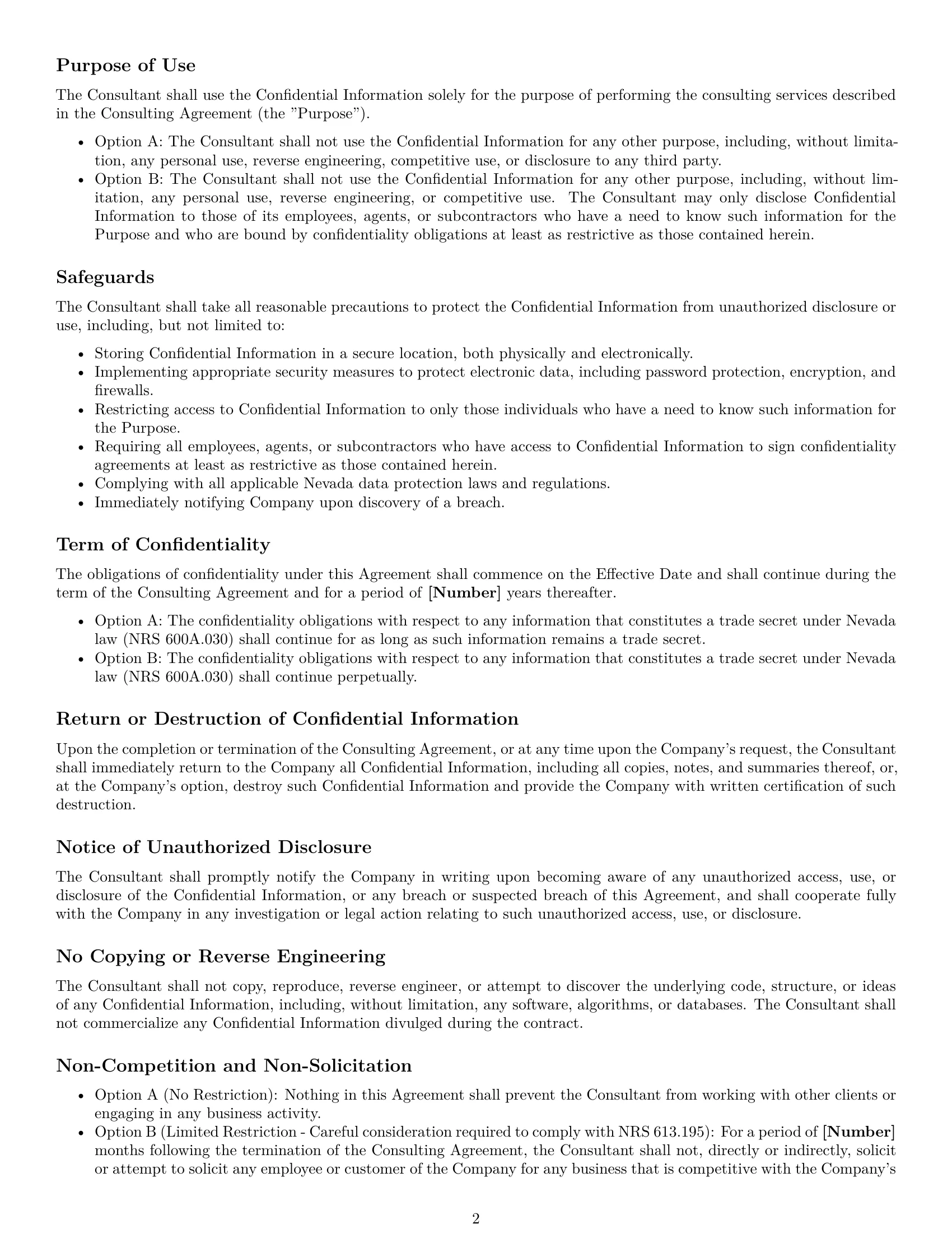 Preview page 2 of Free Nevada consultant nda template