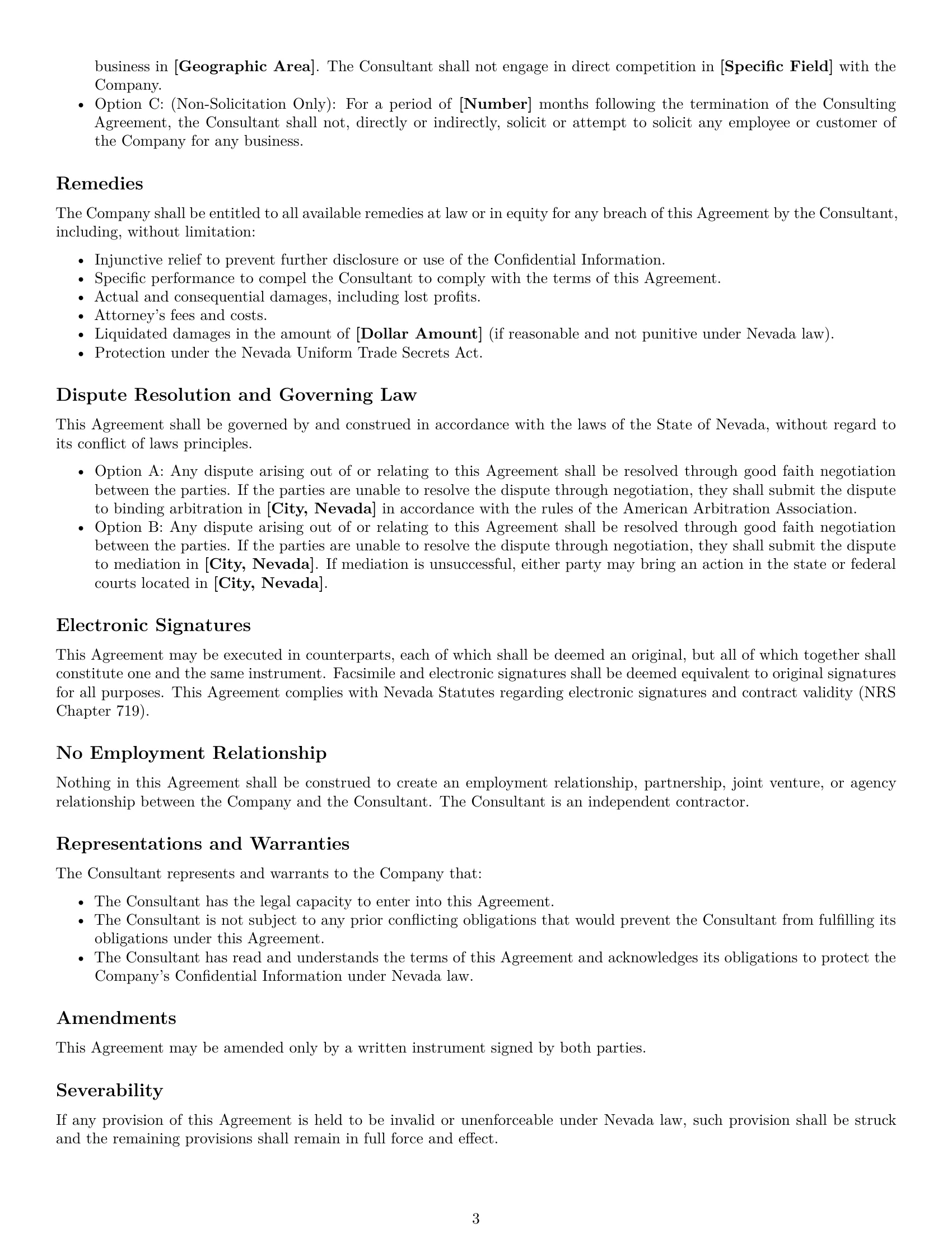 Preview page 3 of Free Nevada consultant nda template