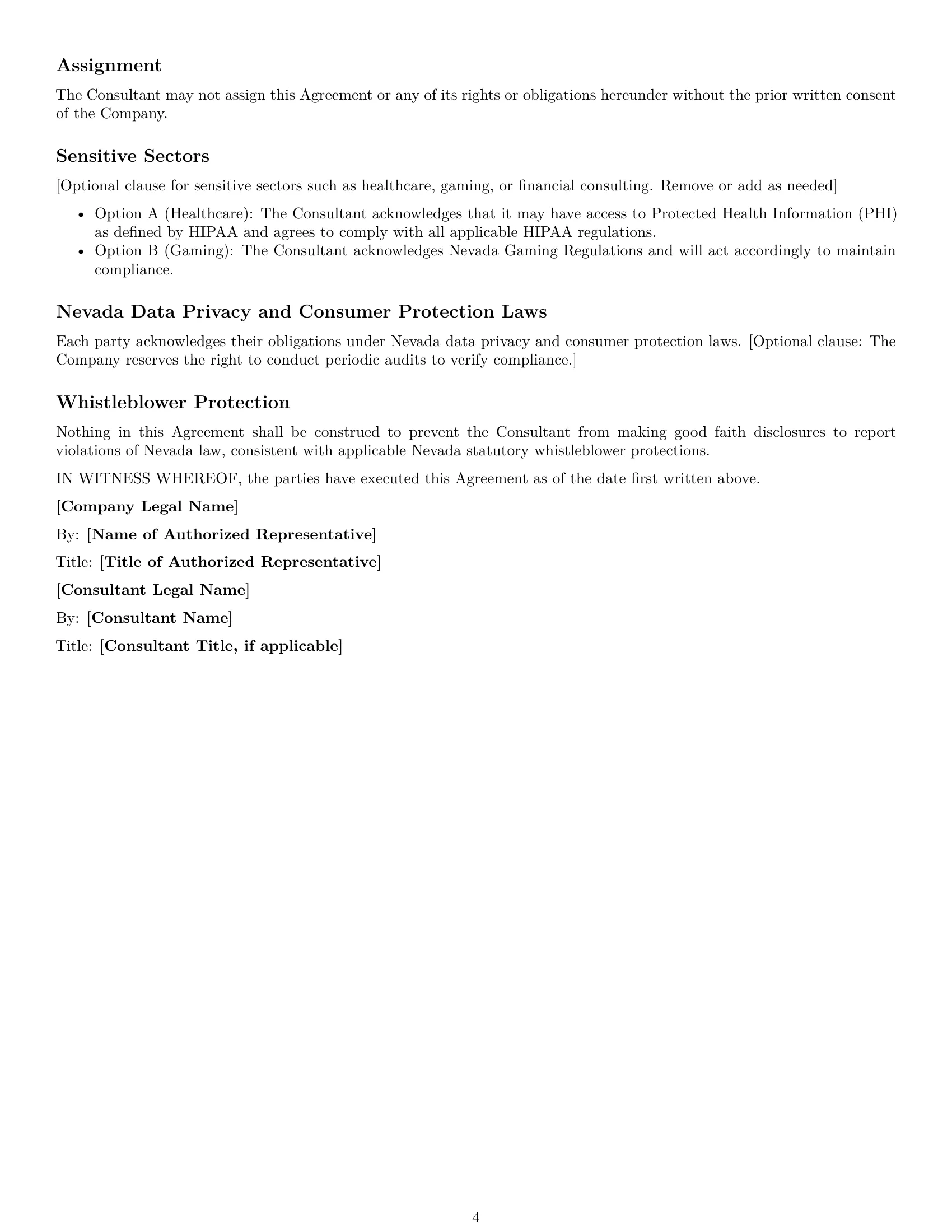 Preview page 4 of Free Nevada consultant nda template