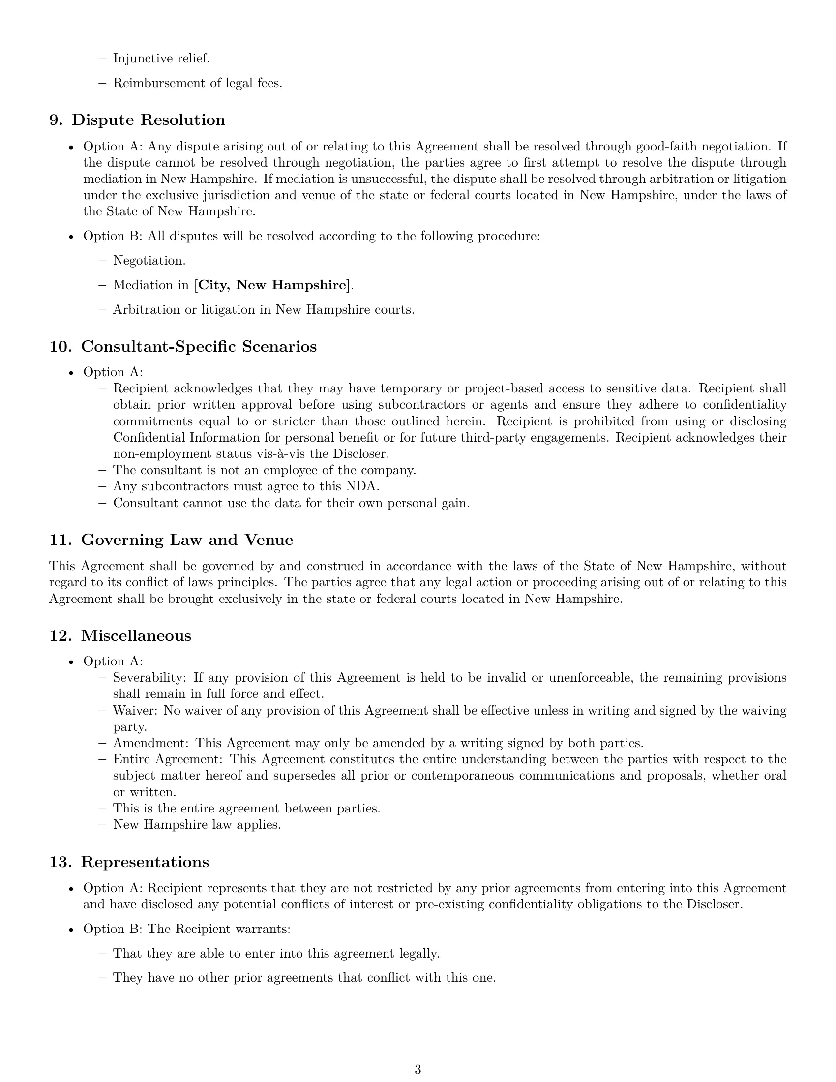 Preview page 3 of Free New Hampshire consultant nda template