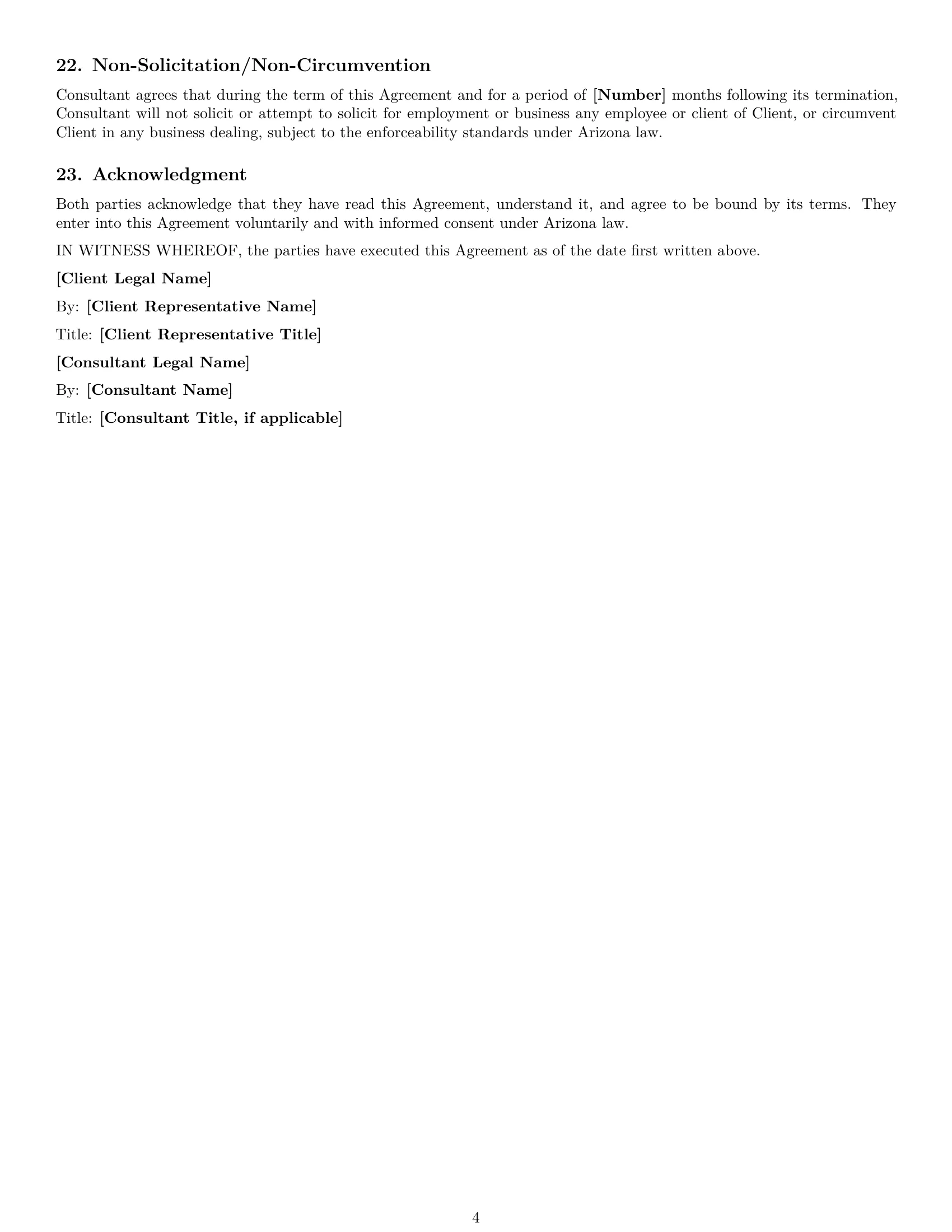 Preview page 4 of Free Arizona consultant nda template