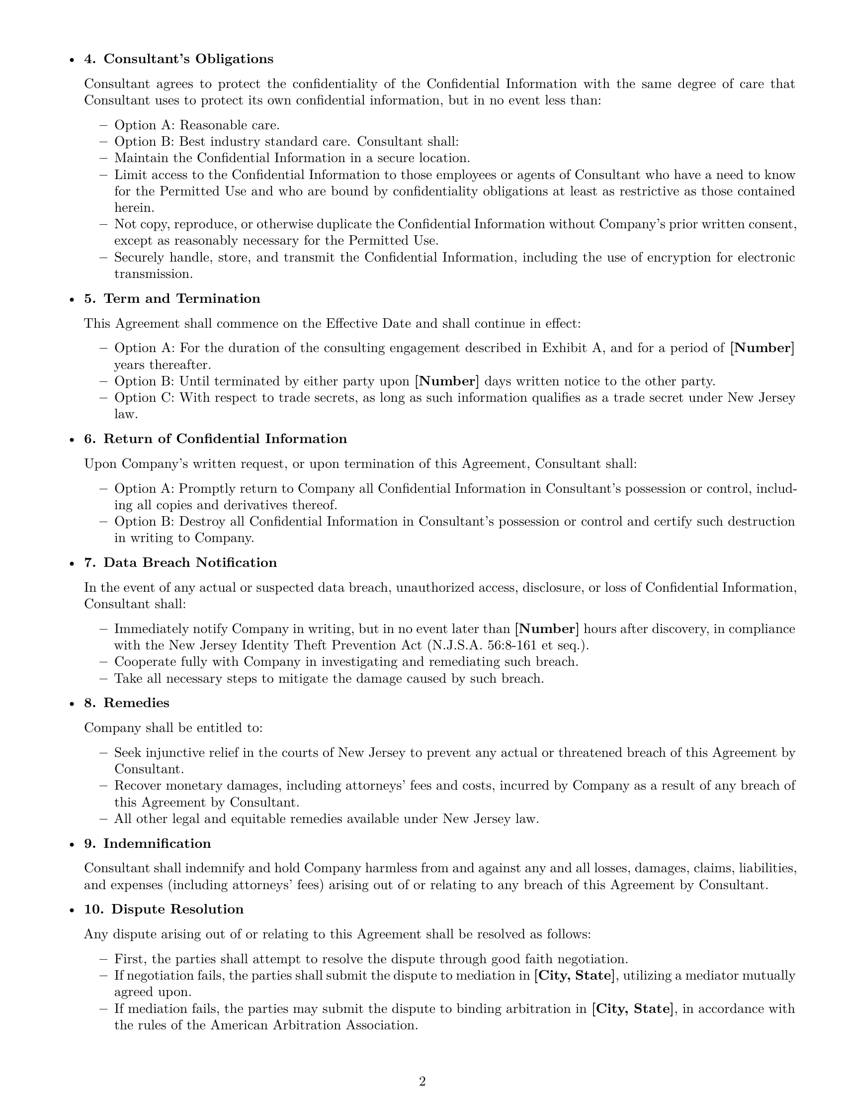 Preview page 2 of Free New Jersey consultant nda template