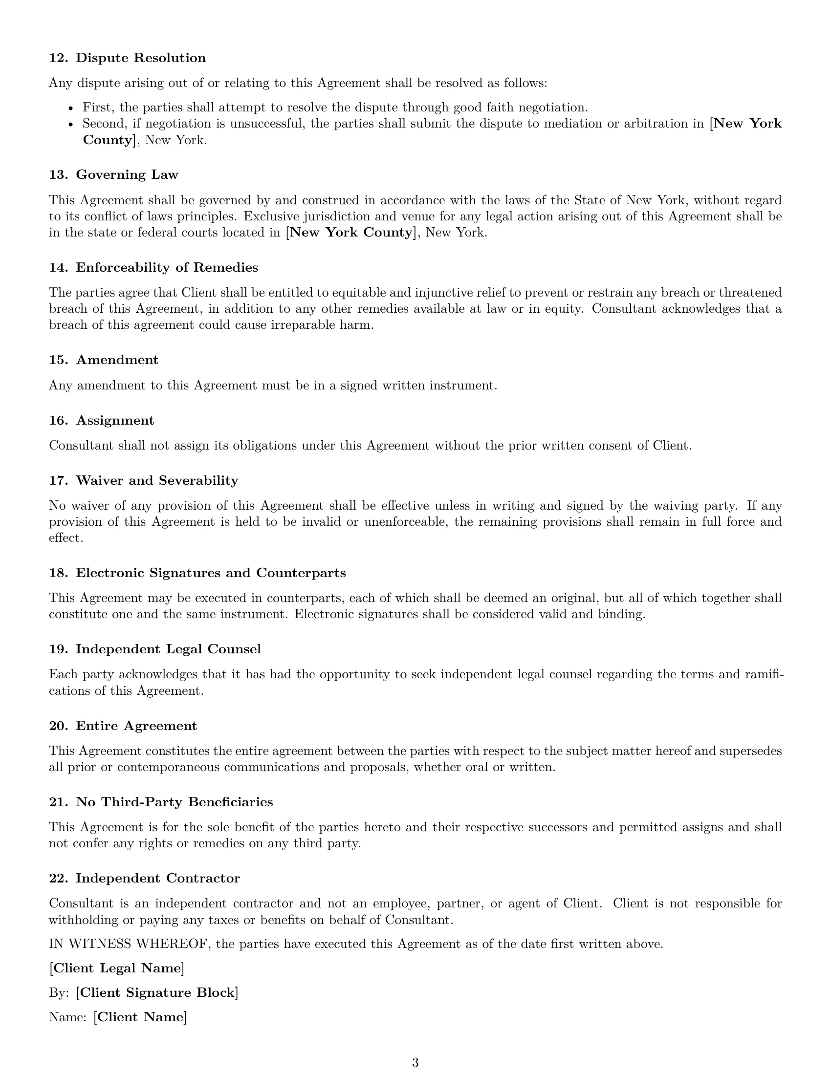 Preview page 3 of Free New York consultant nda template