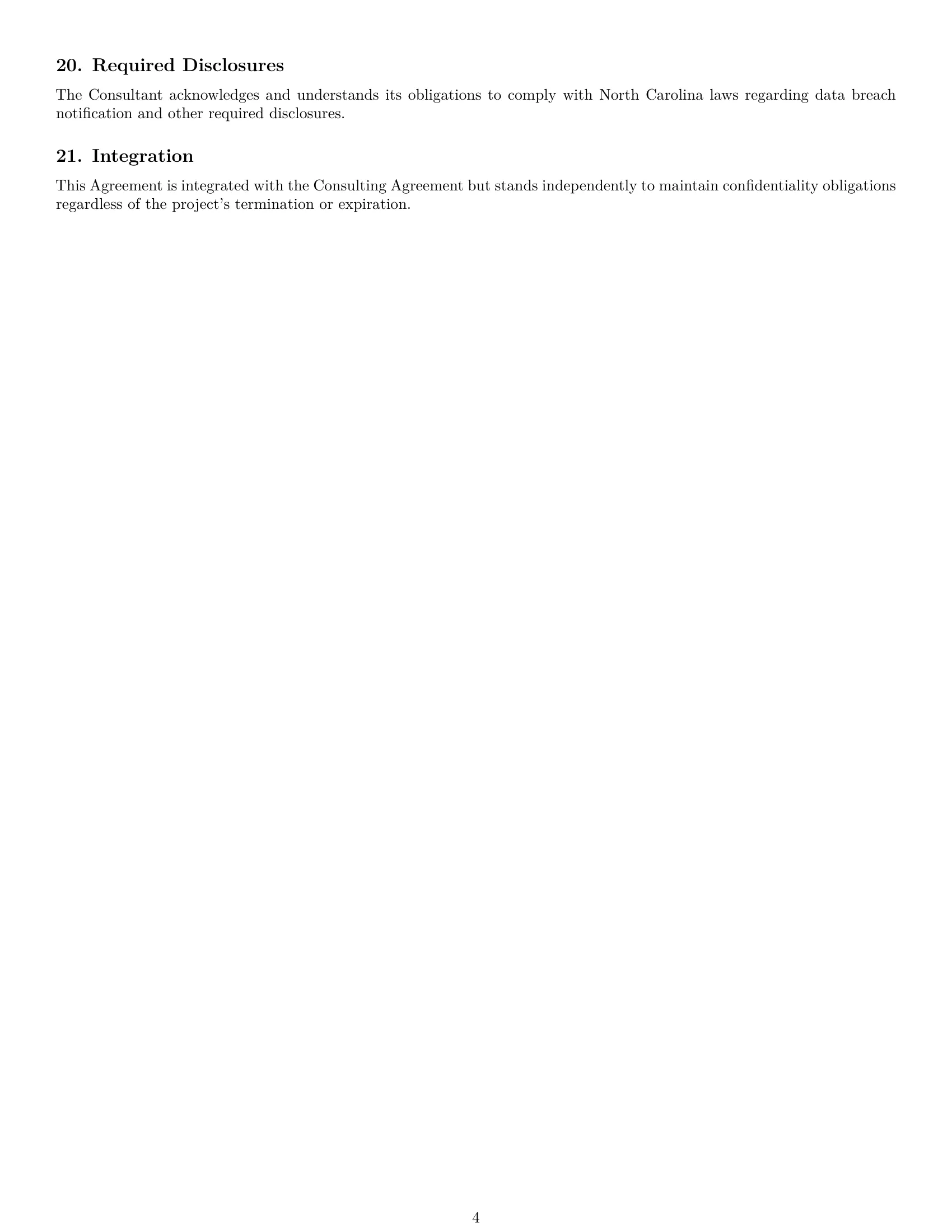 Preview page 4 of Free North Carolina consultant nda template