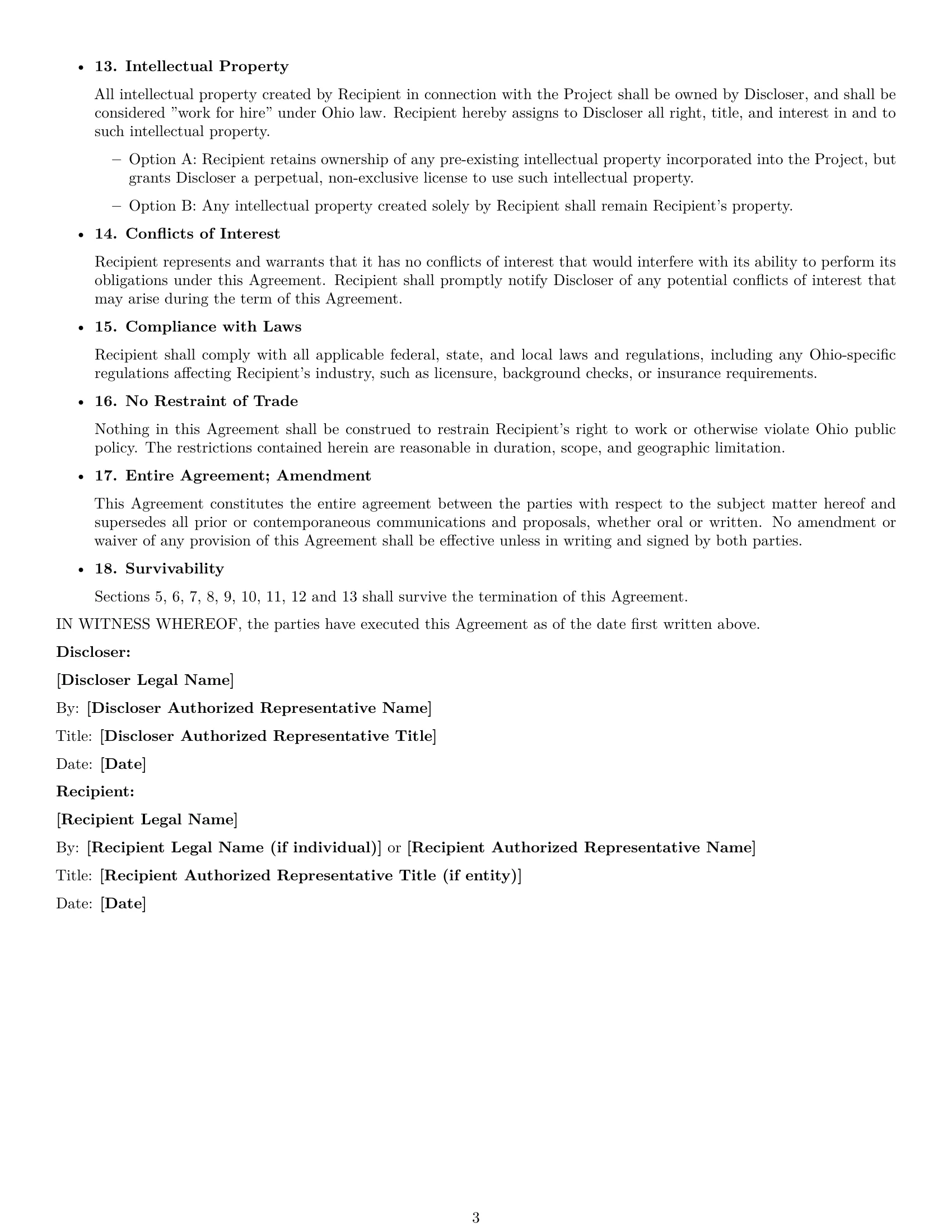 Preview page 3 of Free Ohio consultant nda template