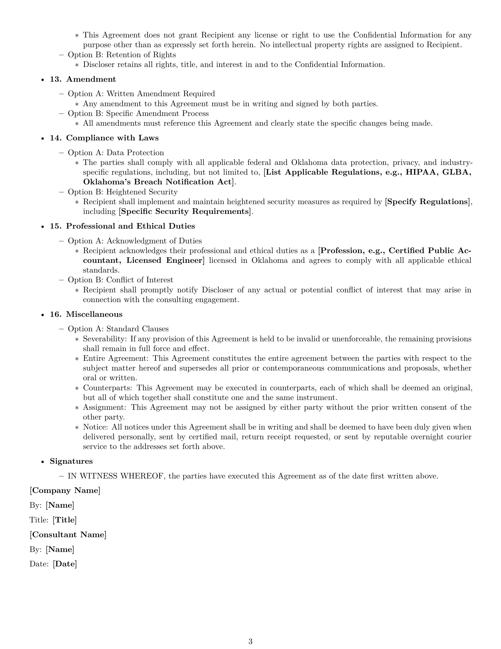 Preview page 3 of Free Oklahoma consultant nda template