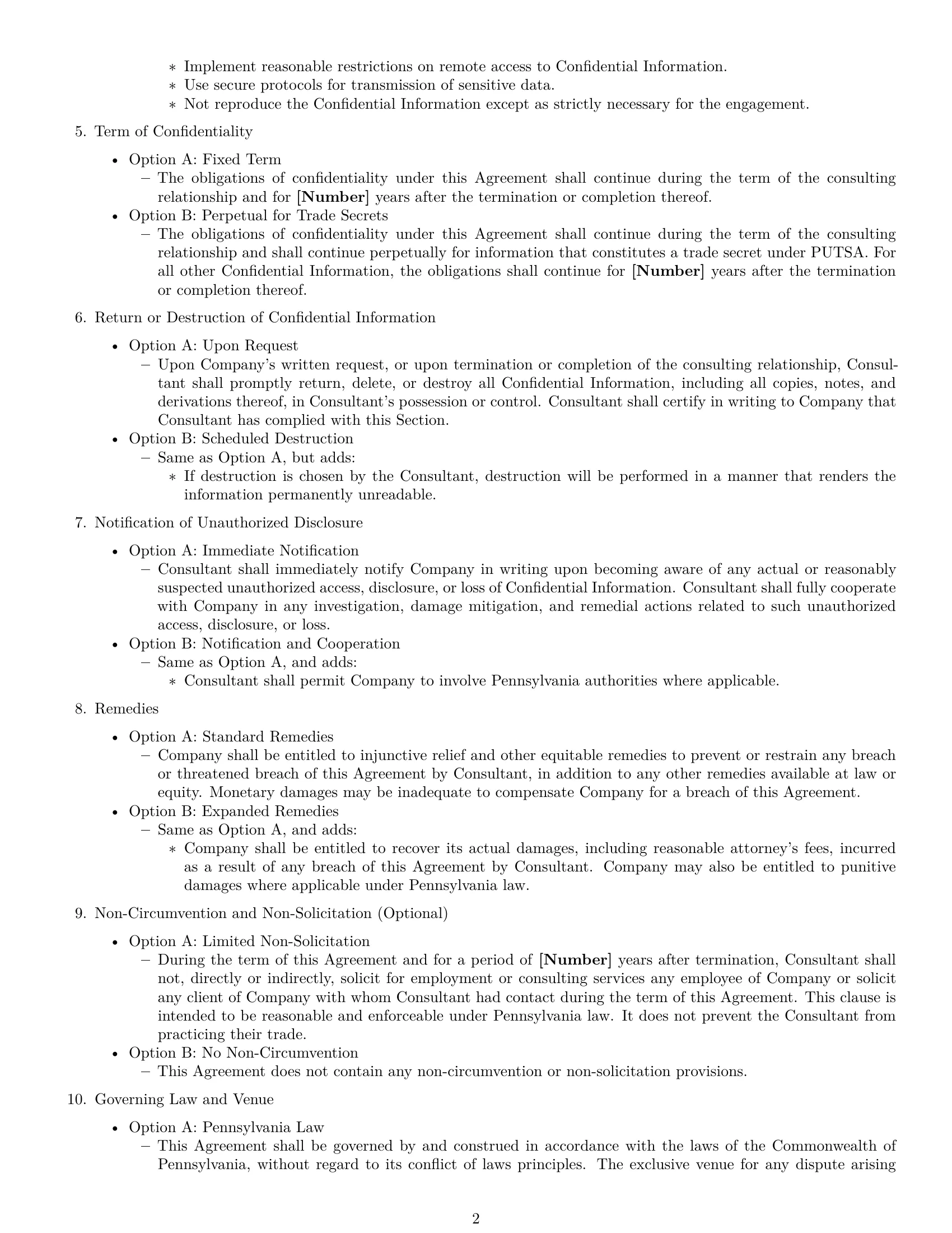 Preview page 2 of Free Pennsylvania consultant nda template