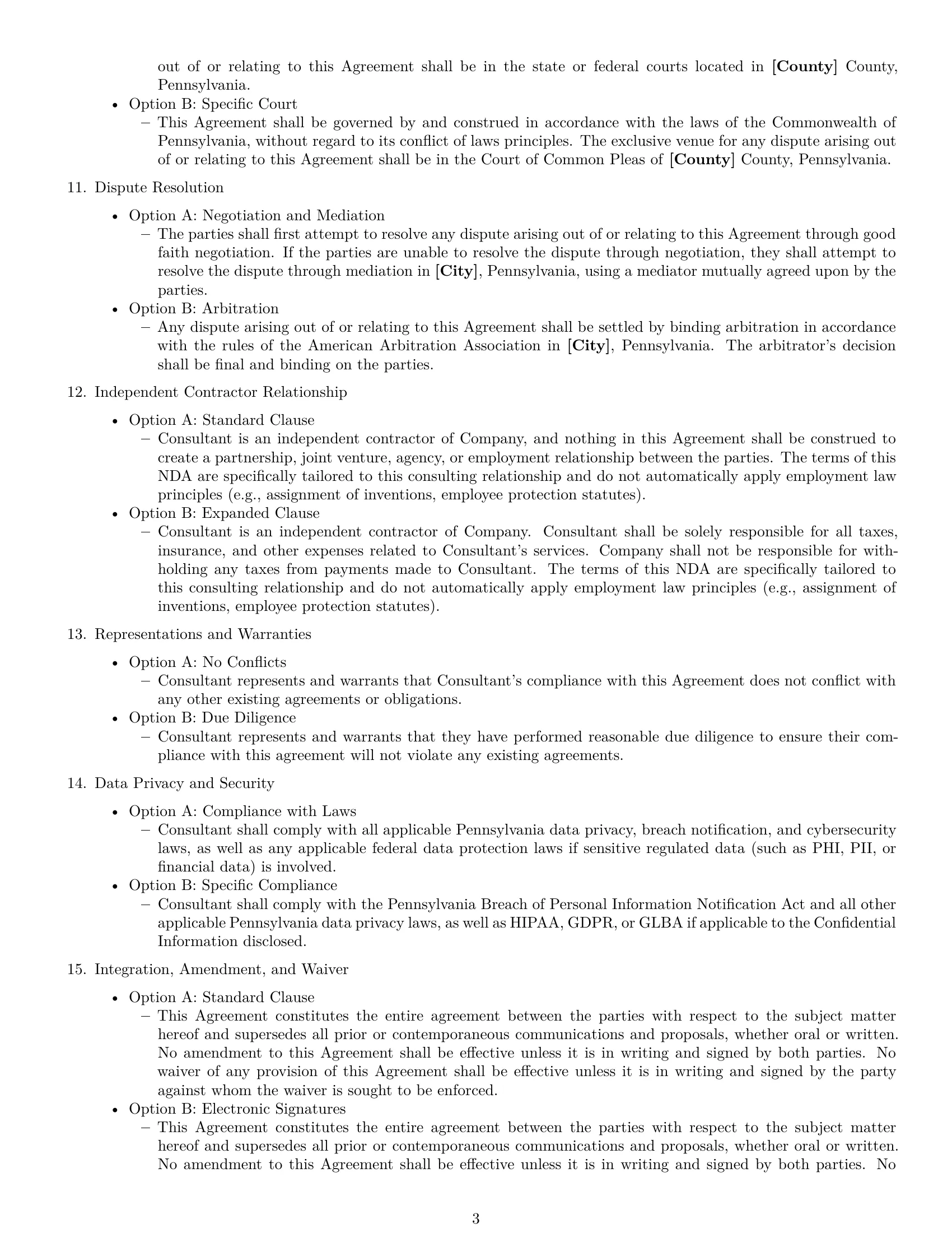 Preview page 3 of Free Pennsylvania consultant nda template