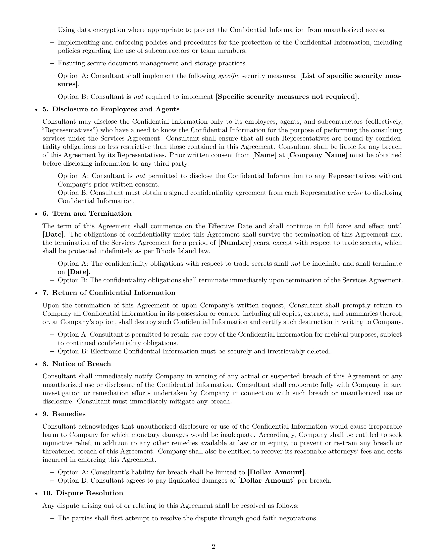 Preview page 2 of Free Rhode Island consultant nda template