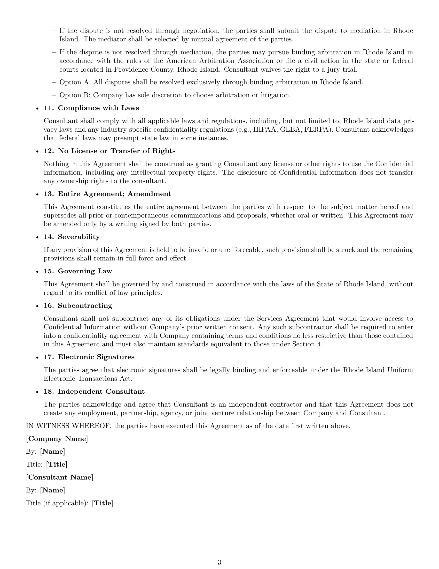 Preview page 3 of Free Rhode Island consultant nda template