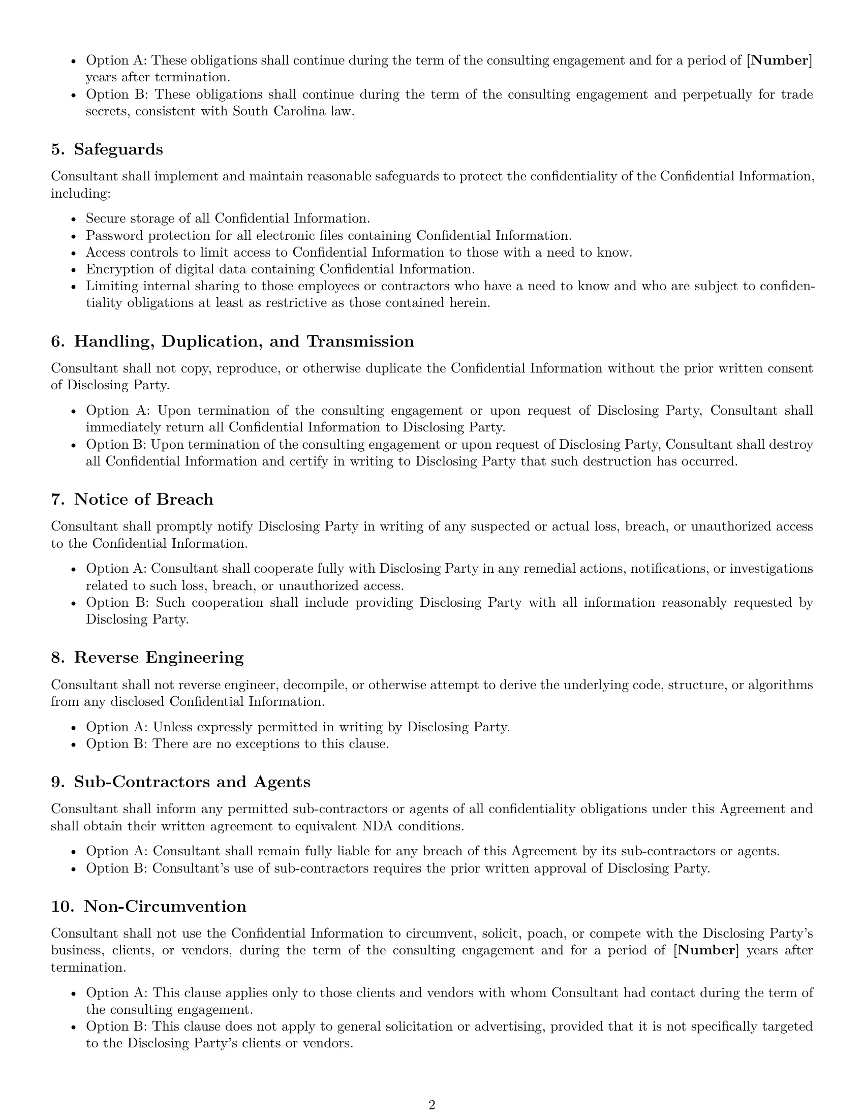 Preview page 2 of Free South Carolina consultant nda template